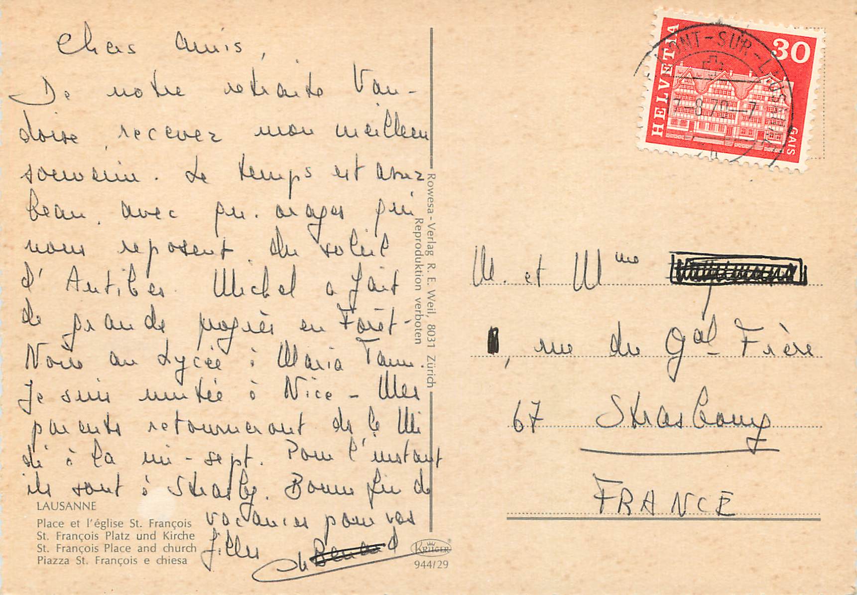 CPM Lausanne Place et l eglise St Francois  — Verso