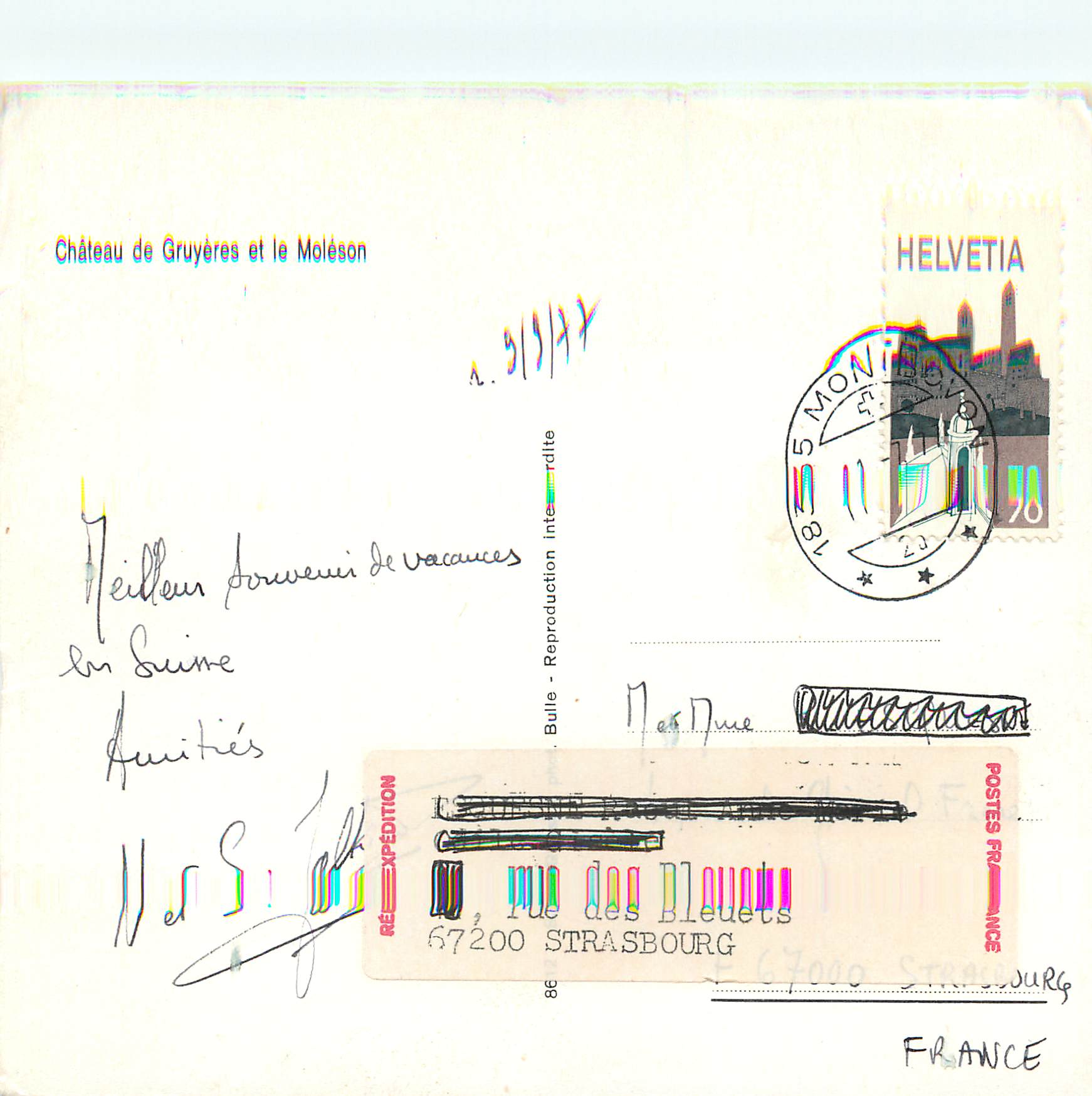 CPM Chateau de Gruyeres et le Moleson  — Verso