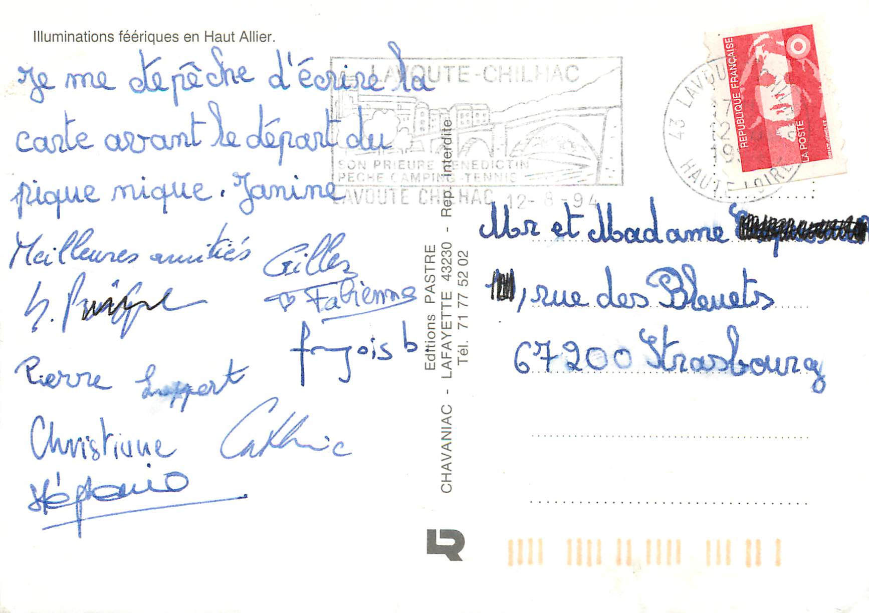 CPM Sites Illumines du Haut Allier Brioude Langeac ND des Chazes St Ilpize Domeyrat Chavaniac Lafayette Vieille Brioude  — Rückseite