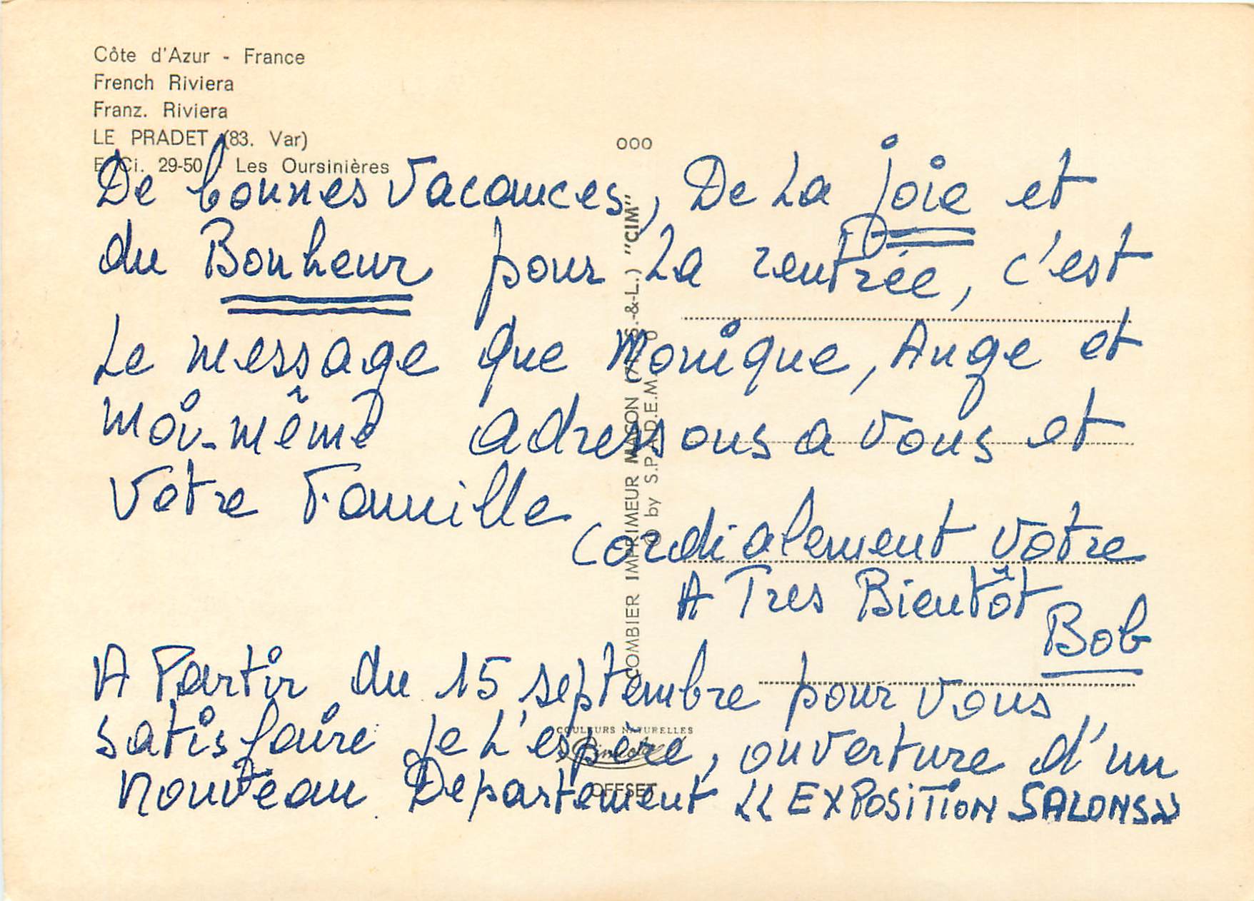 CPM Cote d Azur France Le Pradet Var Bateaux — Verso