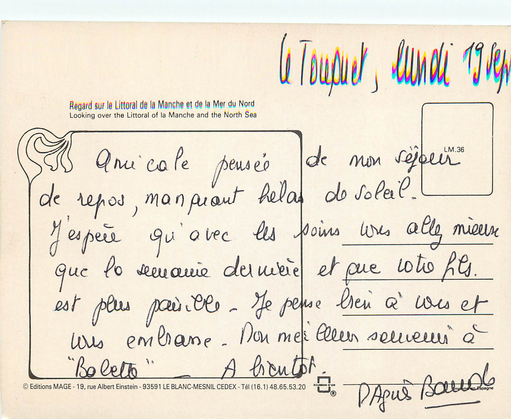 Regard sur le littoral de la Manche et de la Mer du Nord — Éditeur MAGE, n° LM.36 — Verso