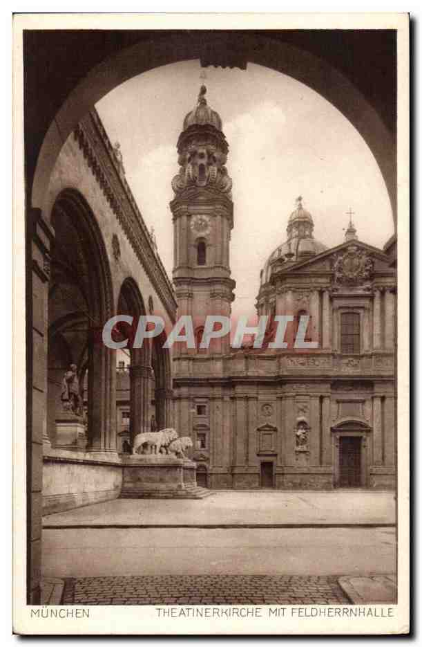 CPA Muenchen Theatinerkirche mit Feldherrnhalle