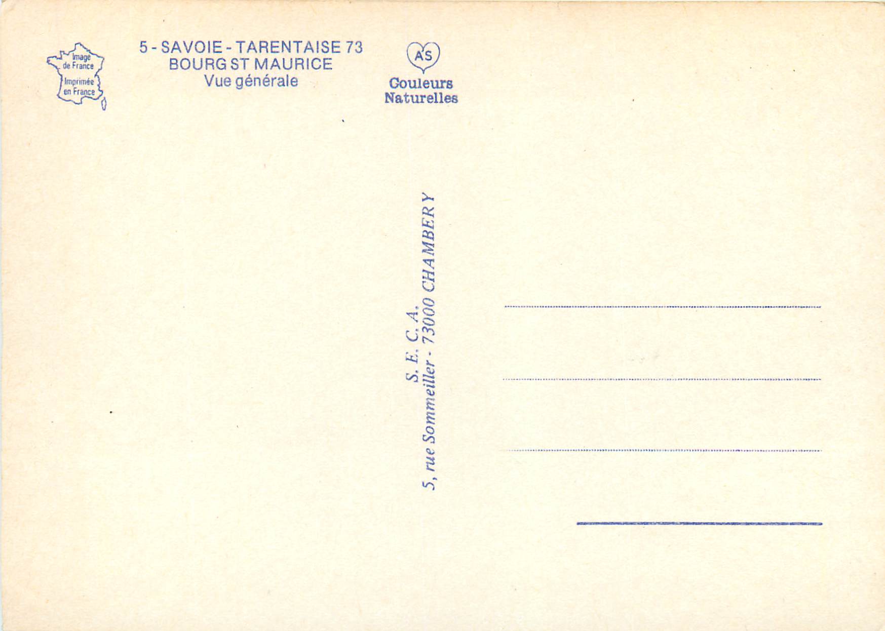 CPA Bourg St Maurice Savoie Tarentaise vue Generale — Rückseite