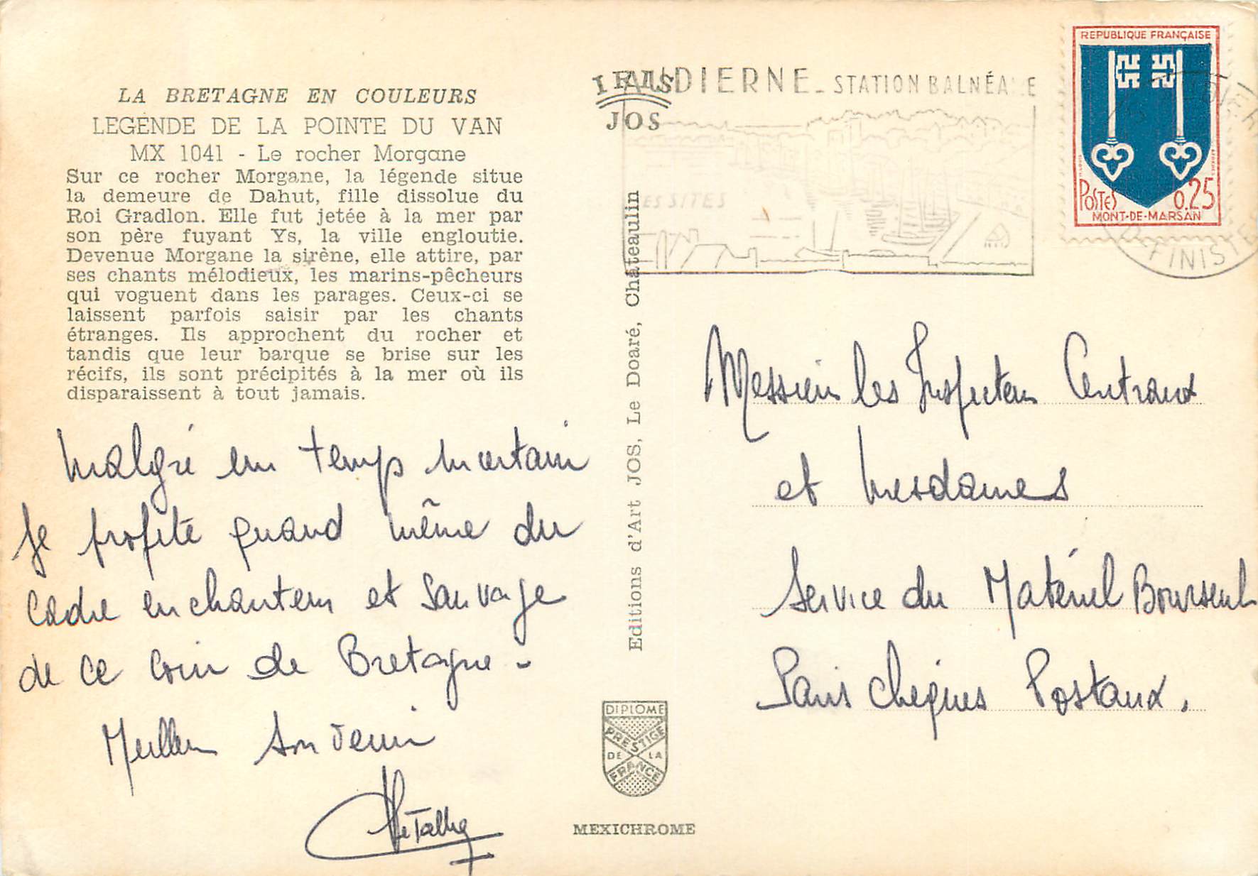 CPA Legende de la Pointe du Van le Rocher Morgane la Bretagne en Couleurs — Back