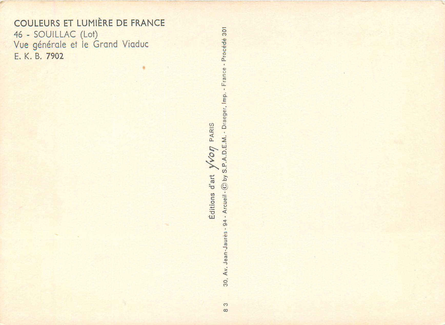 Souillac (Lot) — Vue générale et le Grand Viaduc — Éditions d'art Acquell — Back