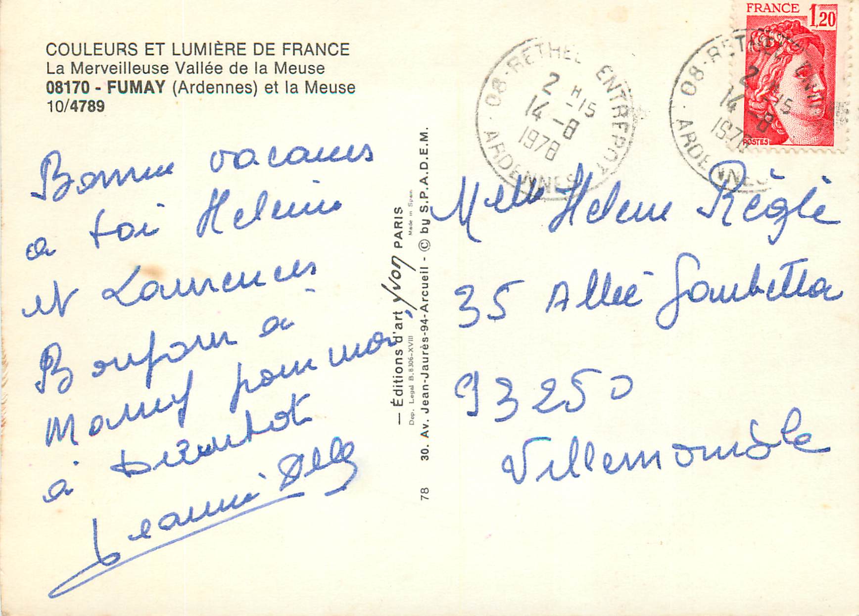 CPA Fumay (Ardennes) et la Meuse la Merveilleuse Vallee de la Meuse — Rückseite