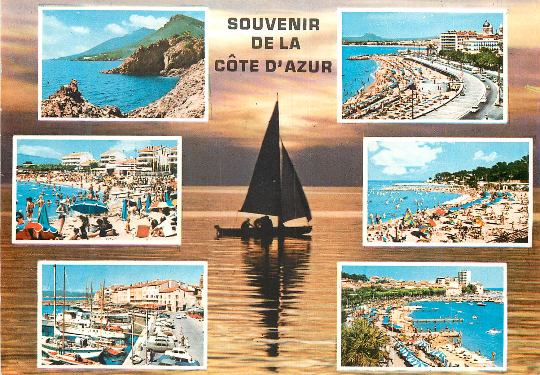 CPM Souvenir de la Cote d'Azur Roches Rouges de l'Esterel Saint Raphael Frejus Plage St Aygulf Ste Tropez St Maxime