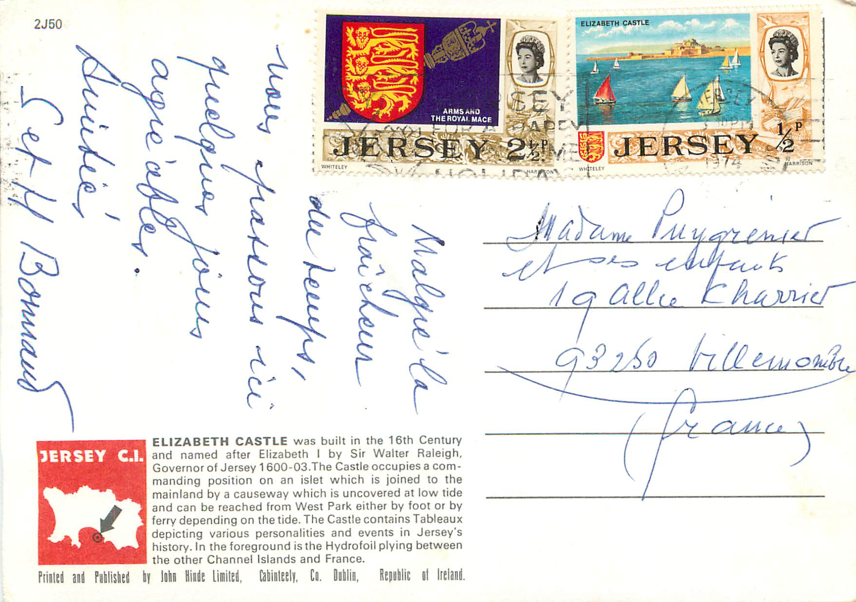 CPM Elizabeth Castle Jersey C I Bateau — Back