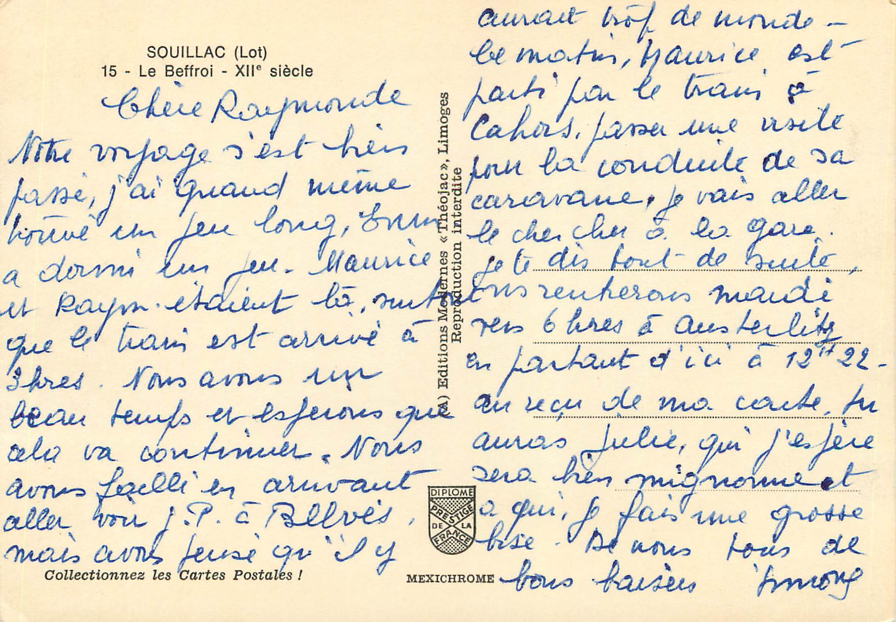 CPM Souillac (Lot) Le Beffroi XIIe Siecle — Rückseite
