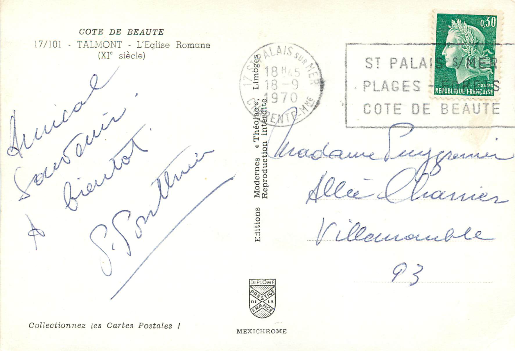 CPM Cote de Beaute Talmont L'Eglise Romane (XIe Siecle) — Back