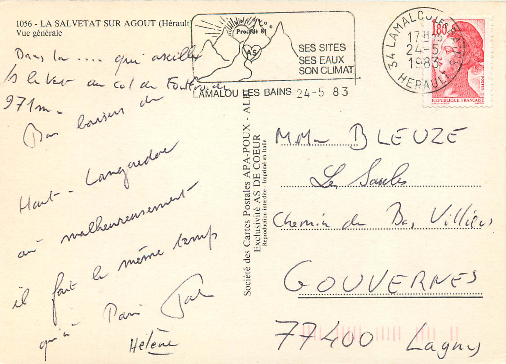 CPM La Salvetat sur Agout (Herault) vue Generale — Back