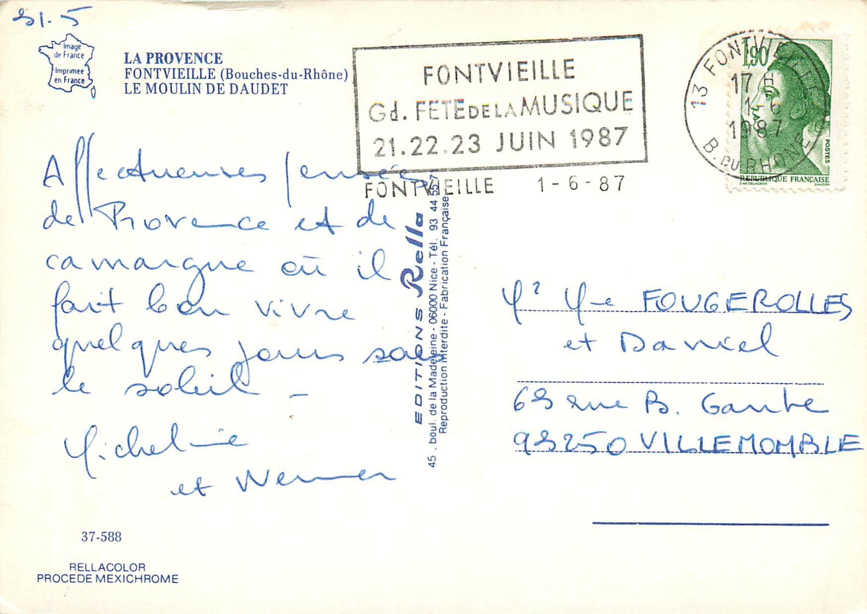 CPM La Provence Fontvieille (Bouches du Rhone) Le Moulin de Daudet — Rückseite