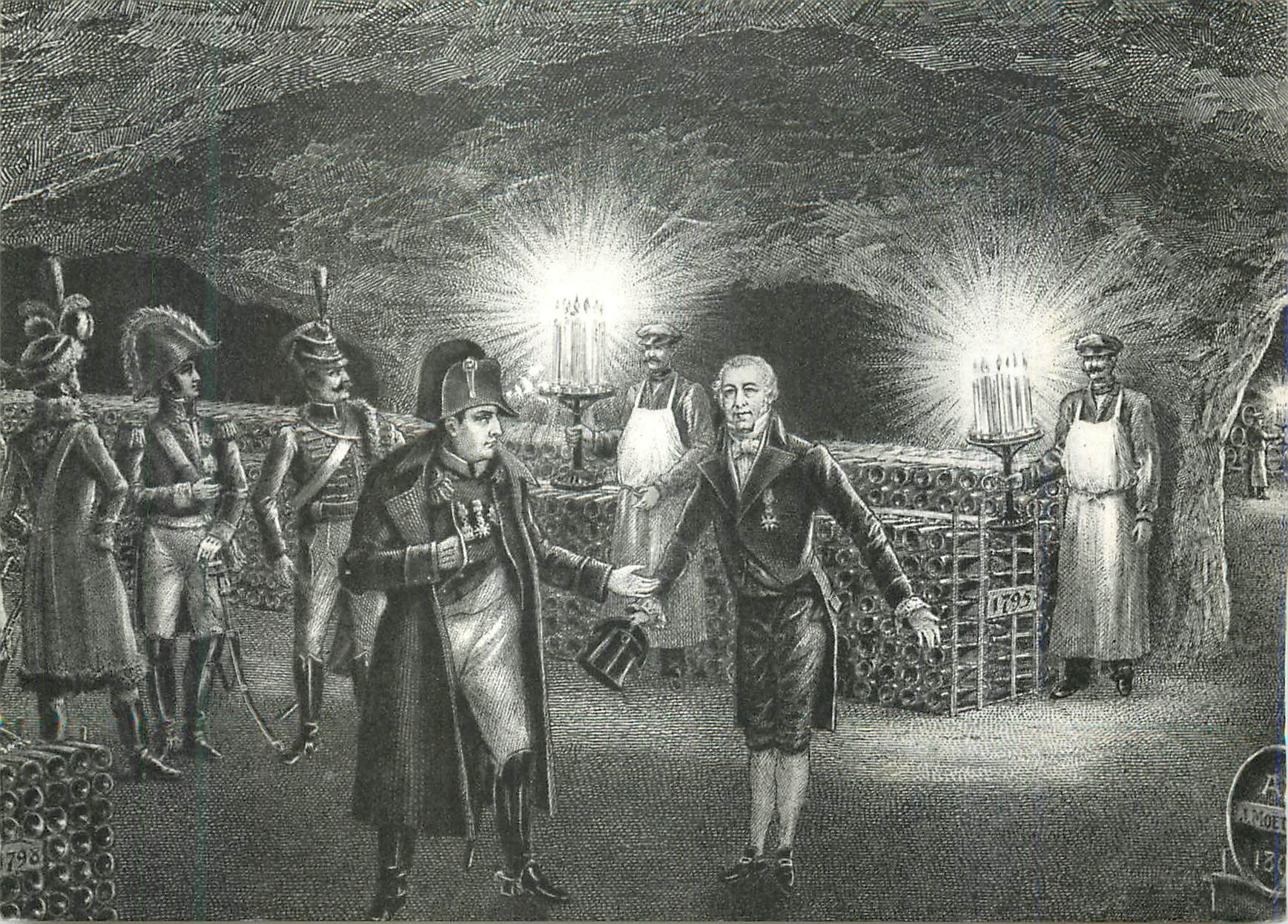 Napoléon Ier — visite aux caves Moët & Chandon — éditeur Draege