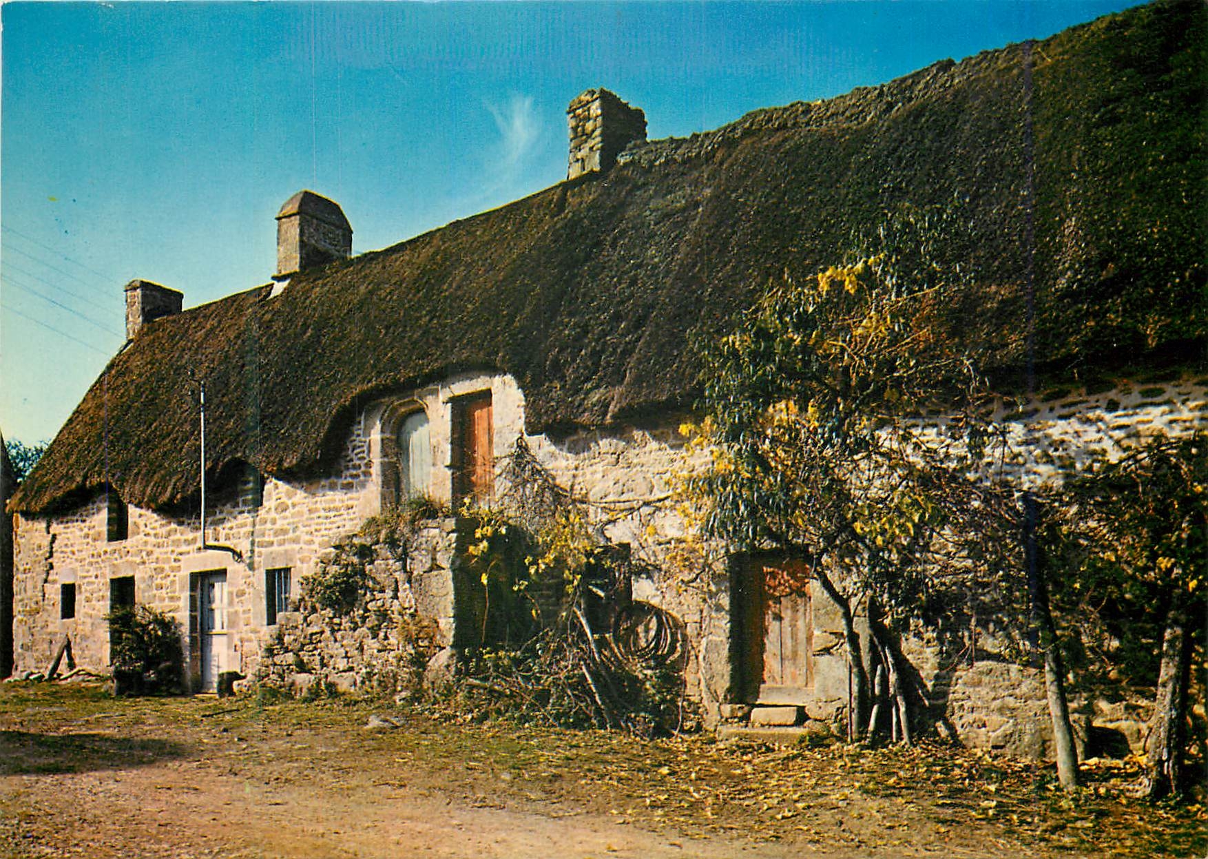 Chaumieres de Bretagne — maison en pierre à toit de chaume — éditeur Couleurs Naturelles - Recto