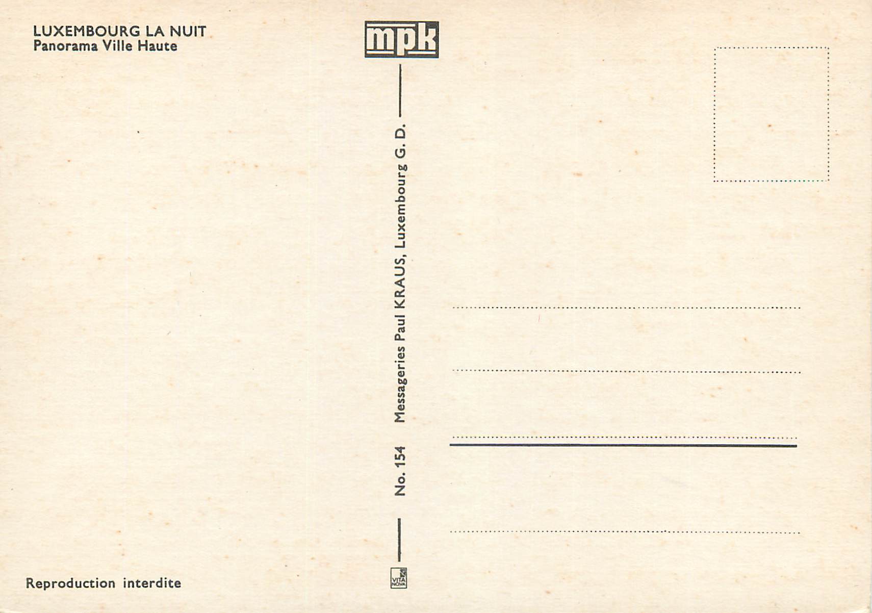 CPM Luxembourg La Nuit Panorama Ville Haute — Rückseite
