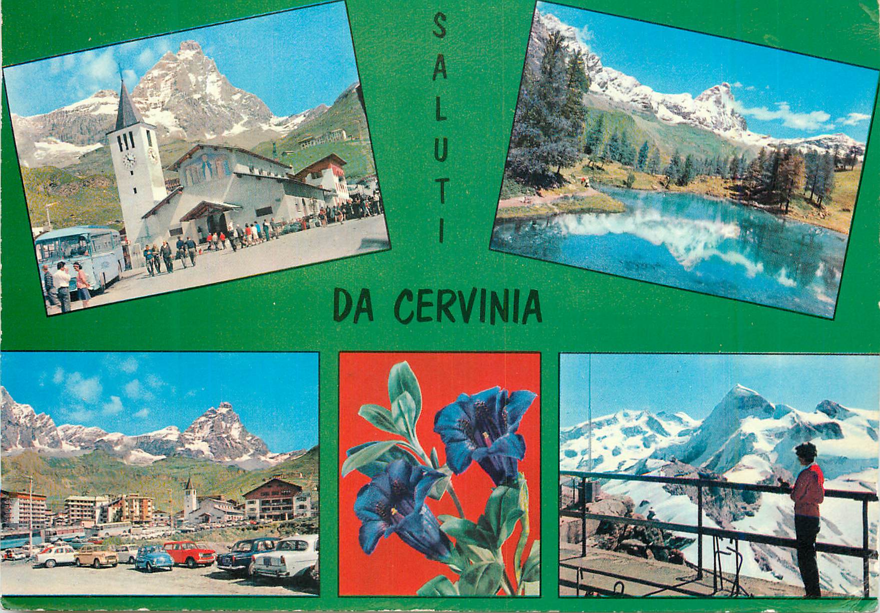 CPM Cervinia (m 2050) La Chiesa e il M Cervino Il Lago Bleu Panorama