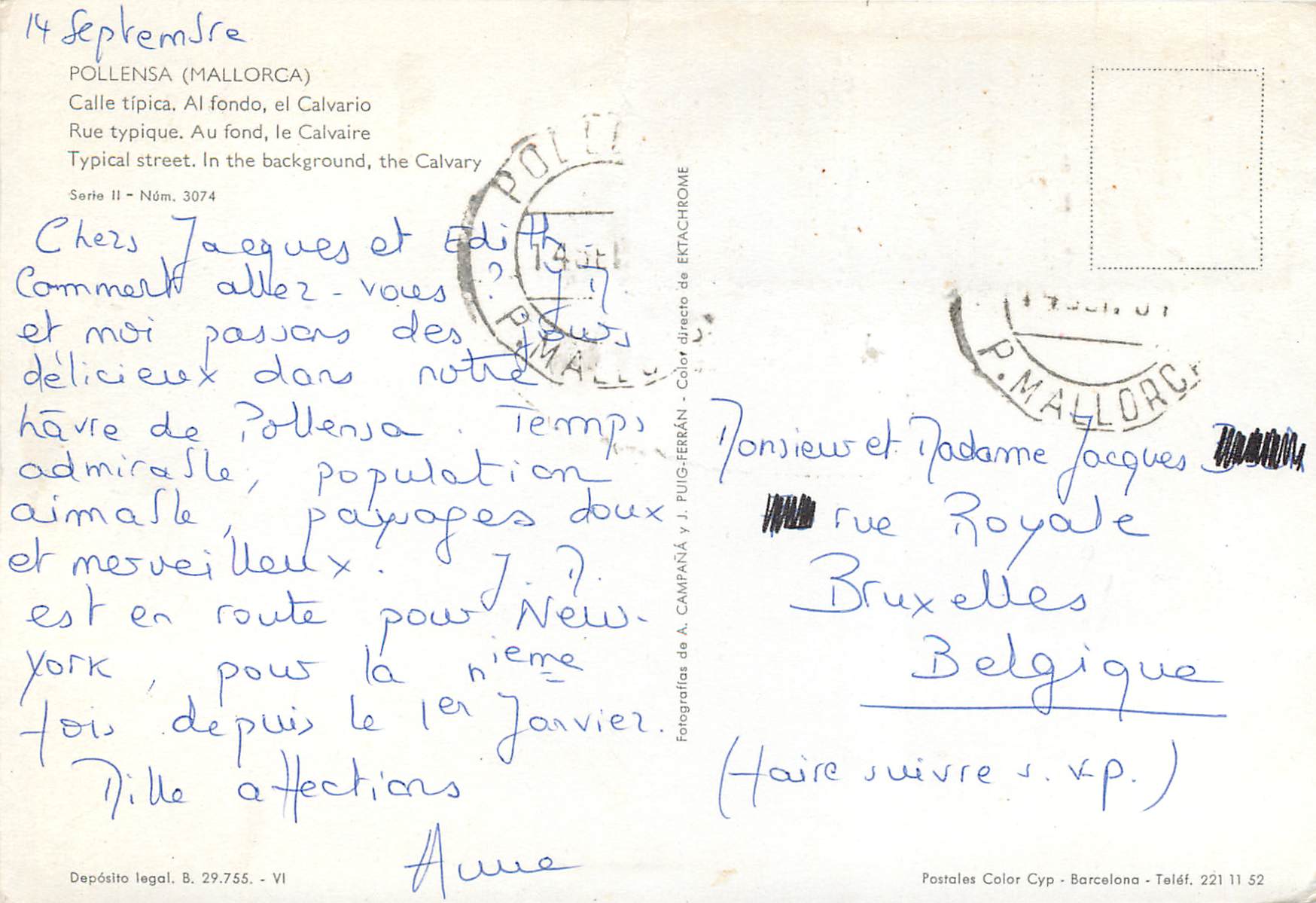 CPM Pollensa (Mallorca) Rue Typique Au Fond Le Calvaire — Rückseite