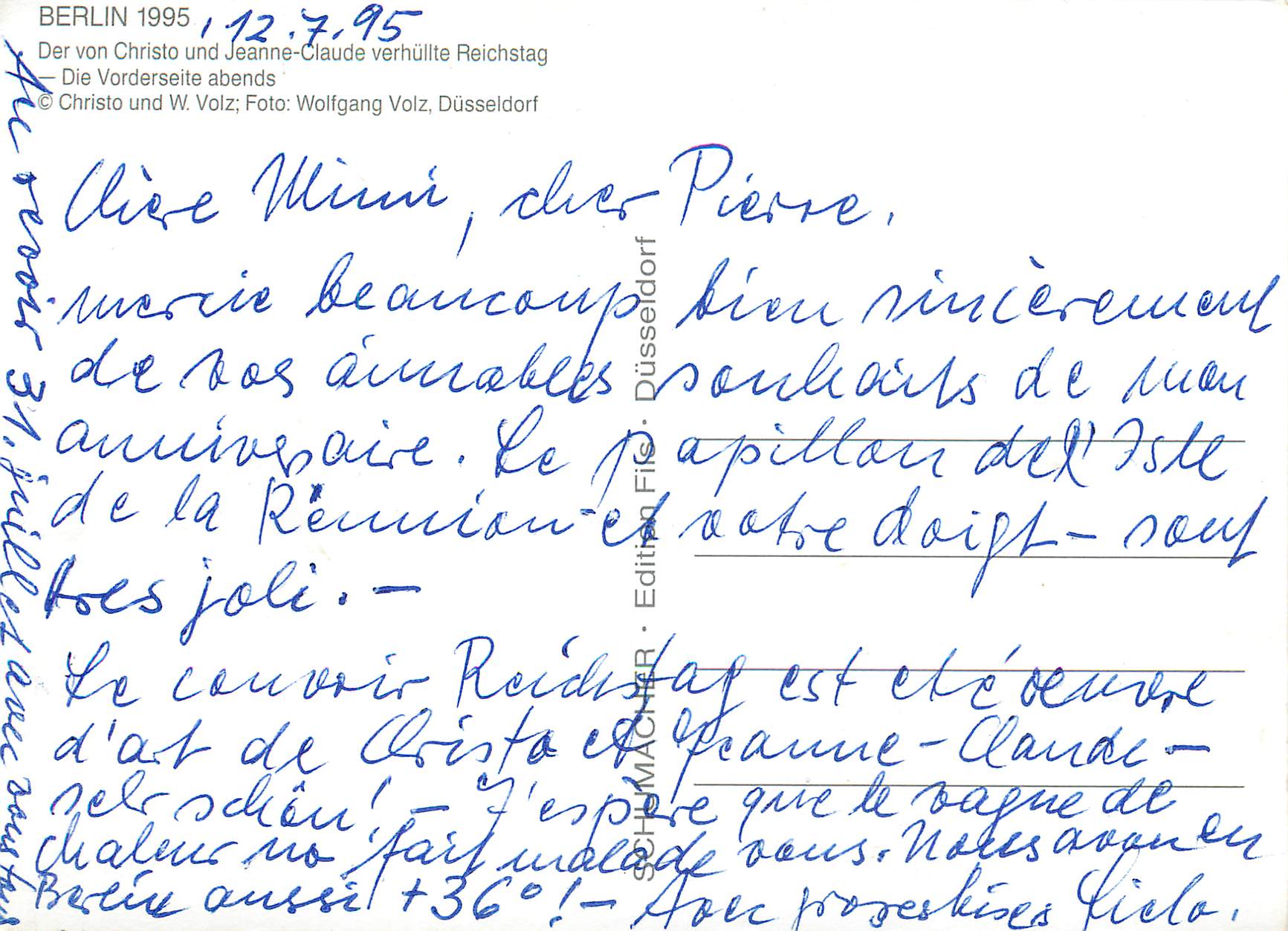 CPM Berlin 1995 Der Von Christo und Jeanne Claude Verhulite Reichstag — Rückseite