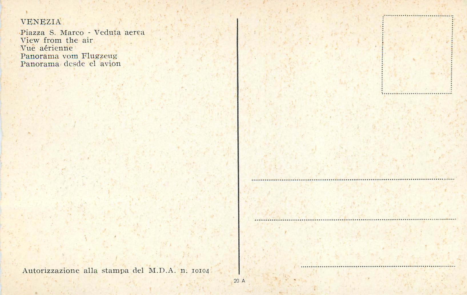 CPM Venezia Vue Aerienne — Rückseite