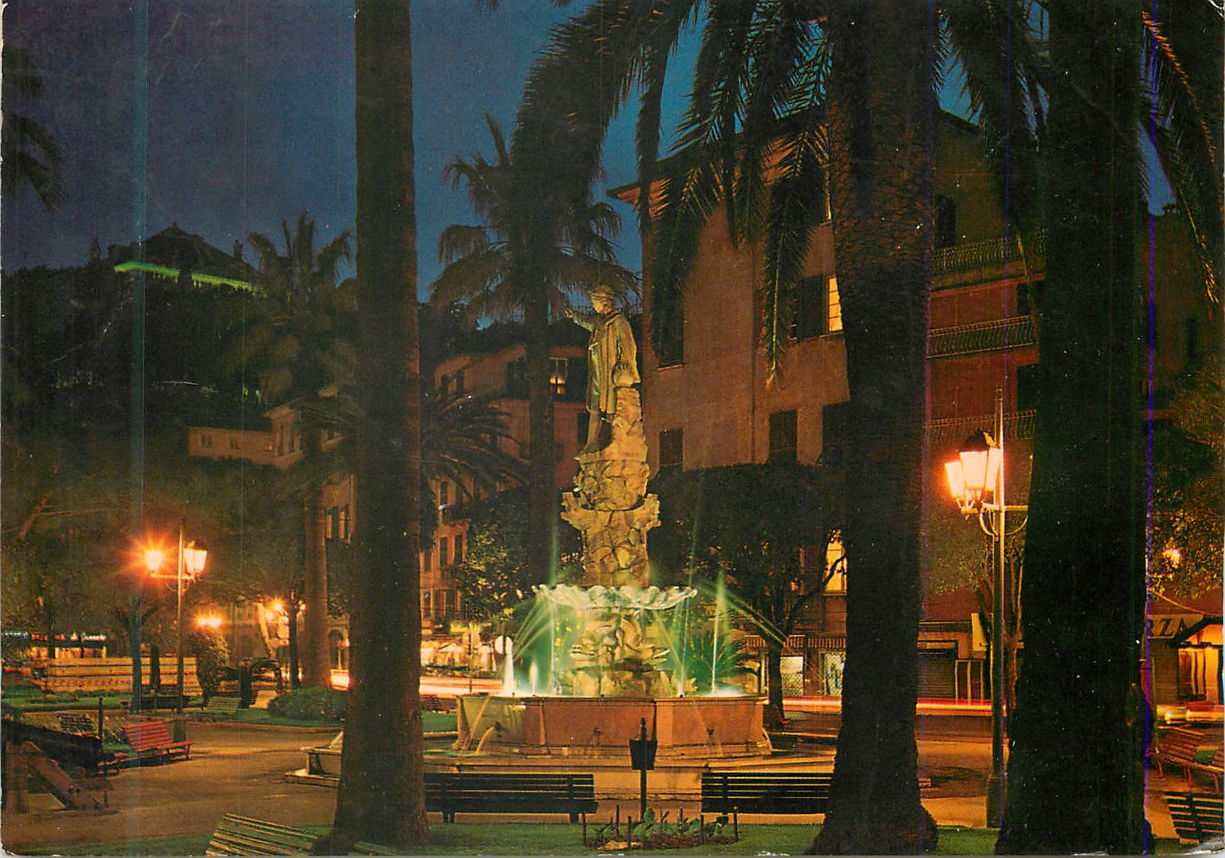 CPM Margherita Ligure (GE) Monument a Christopher Colombo Nocturne