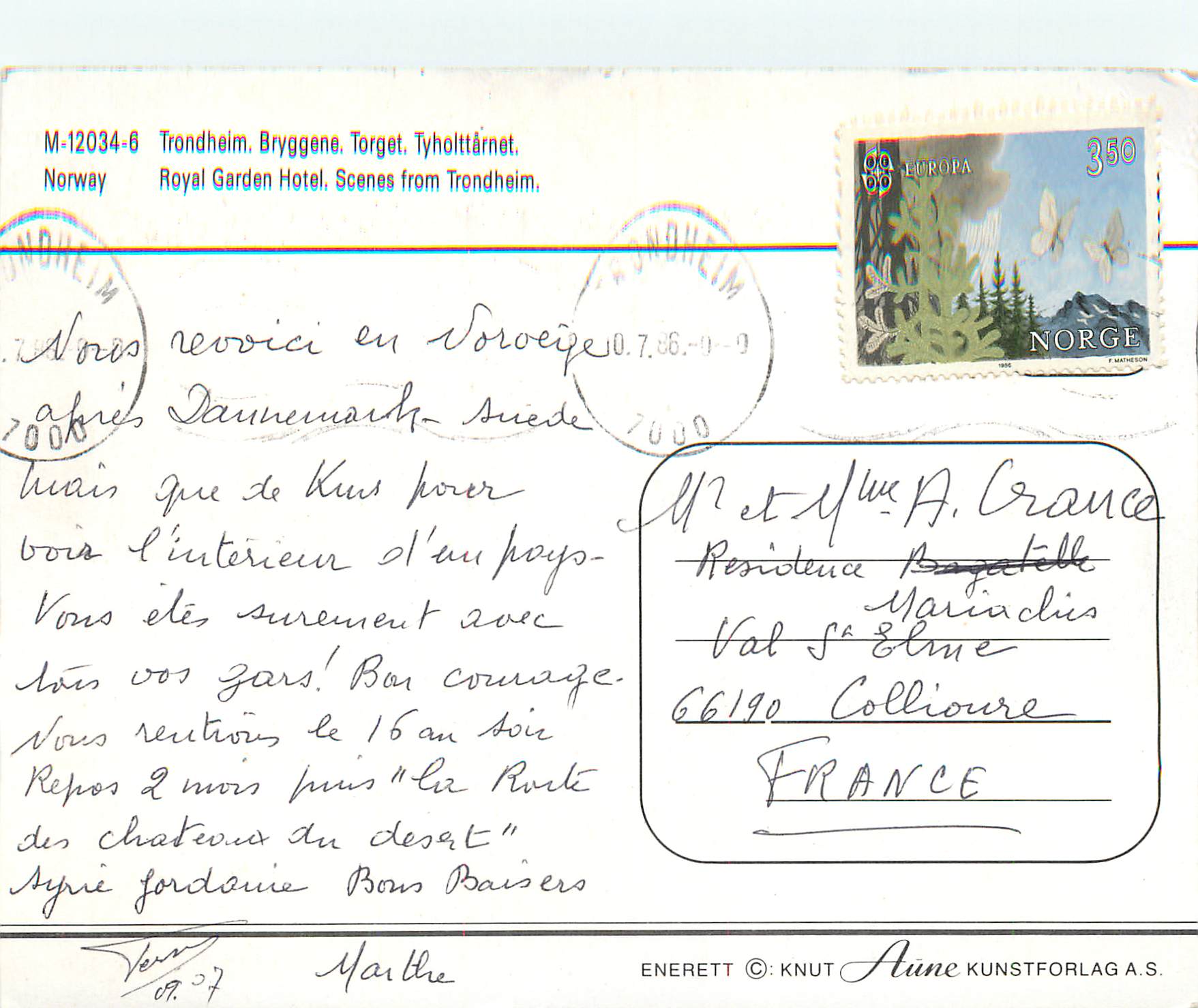 CPM Trondheim Norway Royal Garden Hotel Scenes From Trondheim — Verso