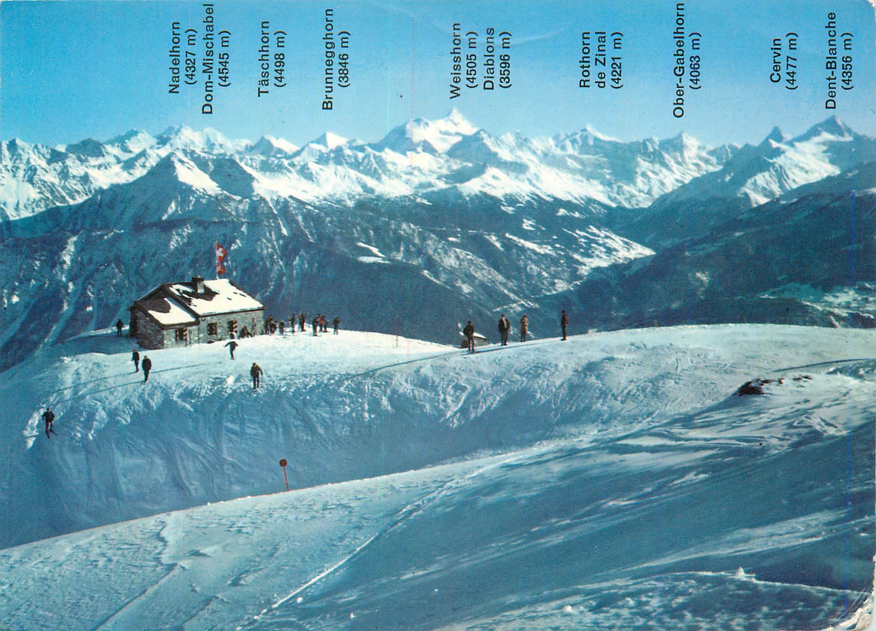 CPM Montana Crans (Alt 1500 2600m) la Cabane des Violettes (CAS) et le Panorama des Alpes Valaisannes