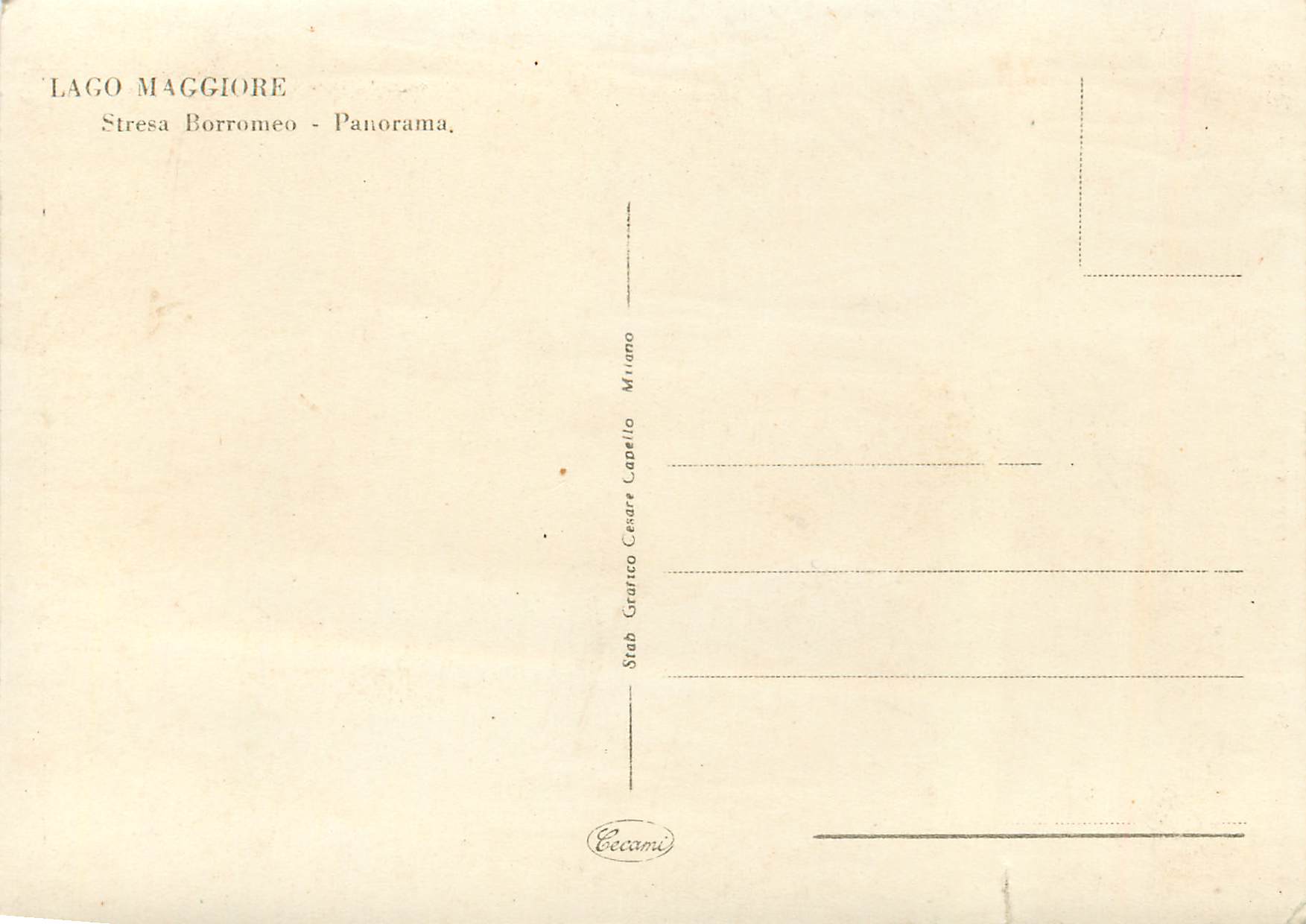 CPM Lago Maggiore Stresa Borromeo Panorama — Rückseite