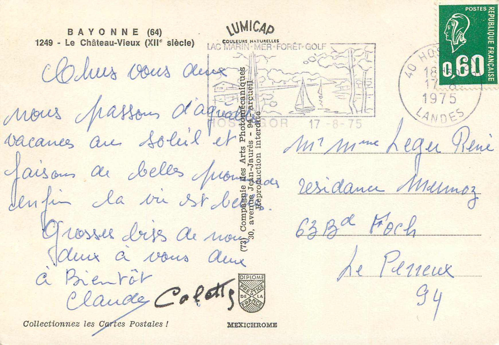 Bayonne — Le Château-Vieux (XIIe siècle) — IRIS — Rückseite
