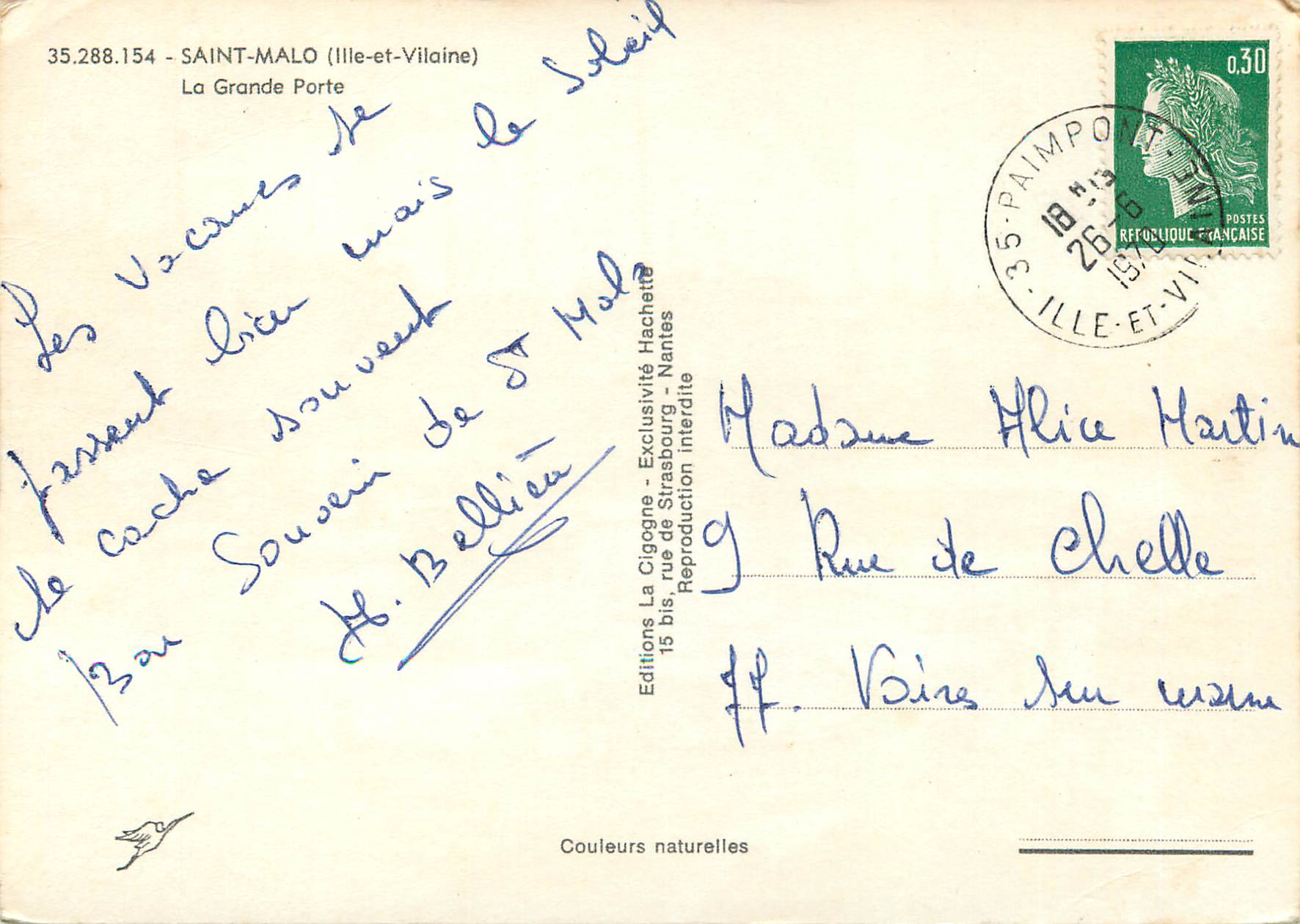 Port de Saint-Malo — vue des bateaux — La Cigogne — Verso