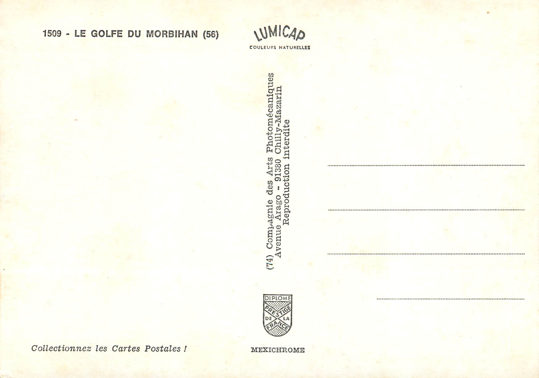 CPM Le Golfe du Morbihan — Rückseite