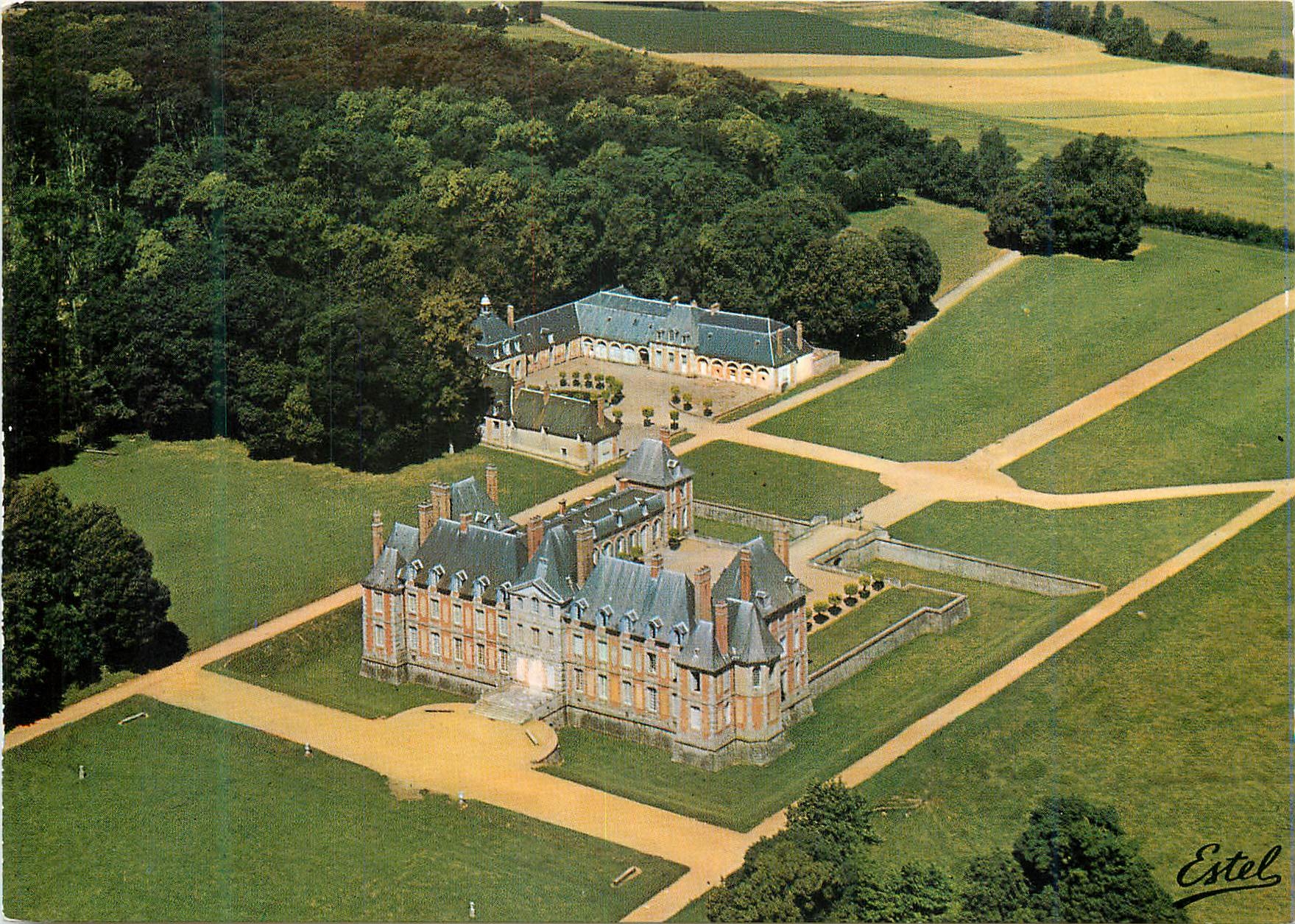 CPM L'Ile de France Vue d'Avion Les Environs de Saint Cheron (Essonne) le Chateau du President Guilaume de Lamoignon a B