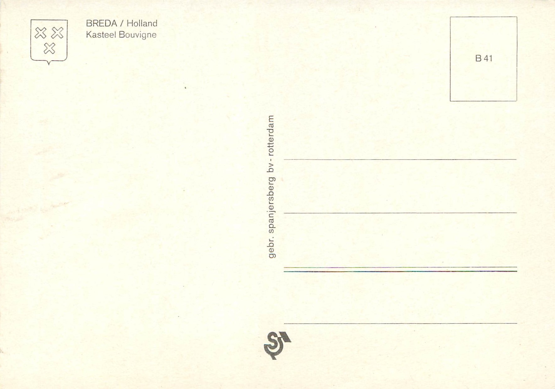 CPM Breda Holland Kasteel Bauvigne — Rückseite