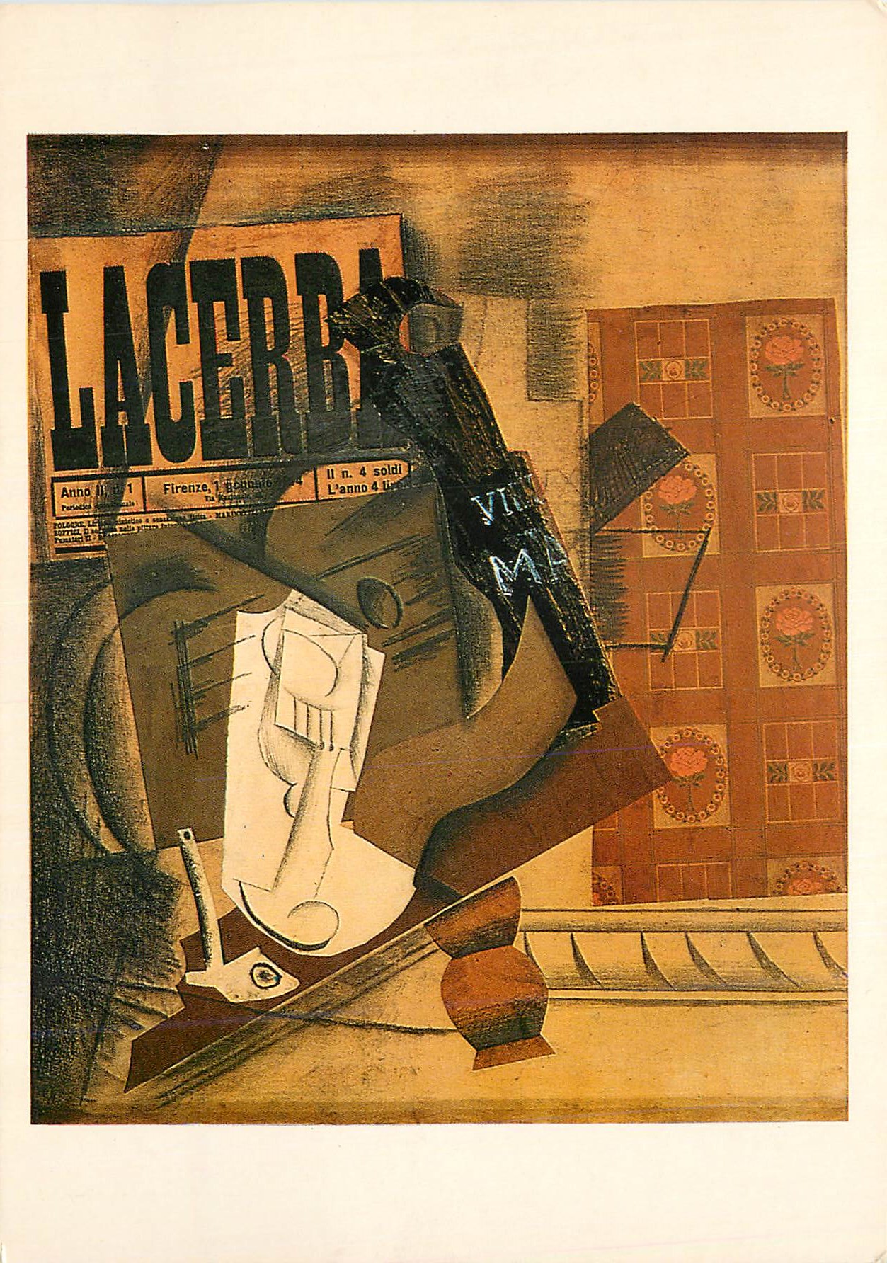 CPM Pablo Picasso Lacerba 1914 Black Chalk Oil and Papier Colle on Fine Linen The Peggy Guggenheim Collection Venice