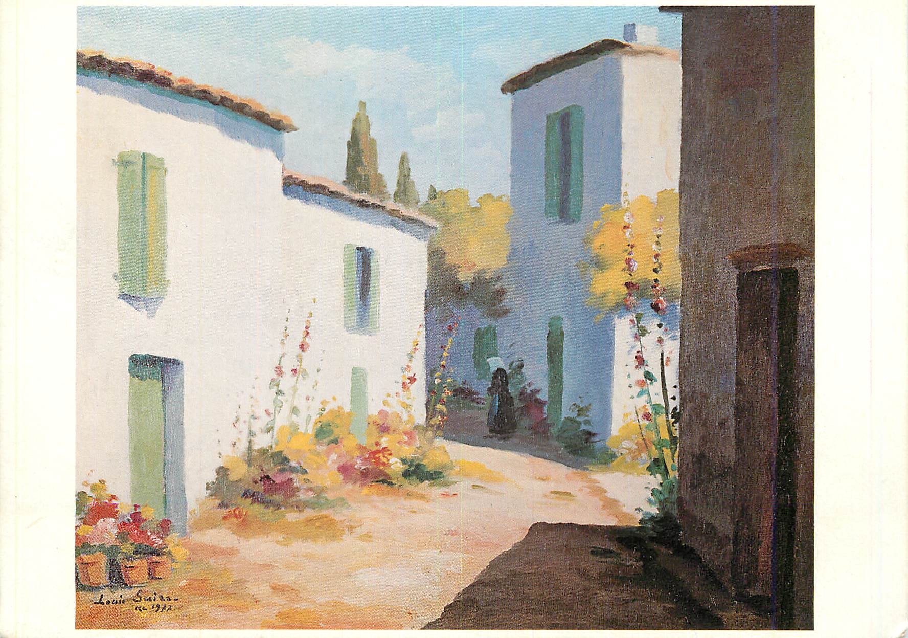 CPM Ile de Re Rue Blanche aux Roses Tremieres Peinture de Louis Suire