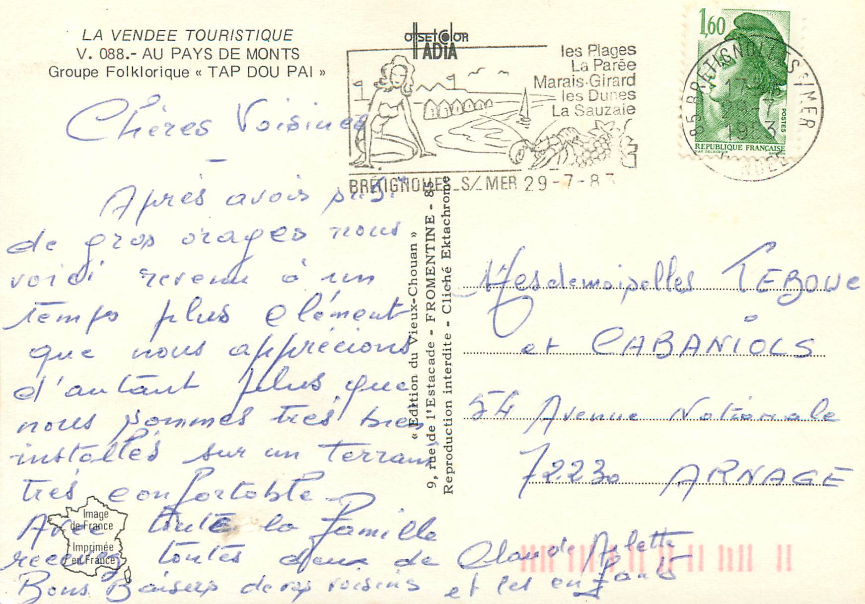 Pays de Monts-Vendée — Danses et Traditions — Édition de l'Estacade — Verso