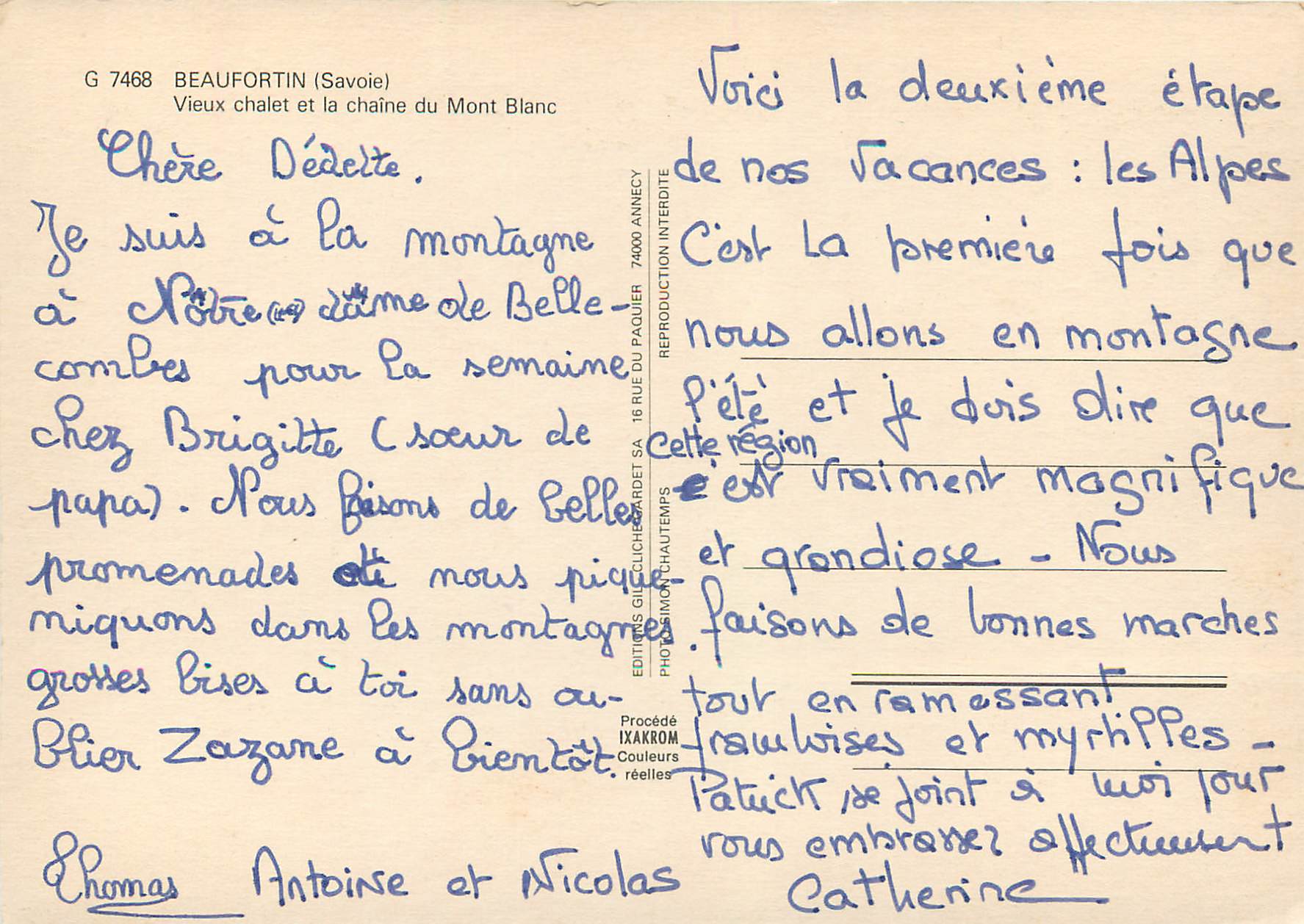 CPM Beaufortin (Savoie) Vieux Chalet et la Chaine du Mont Blanc — Rückseite