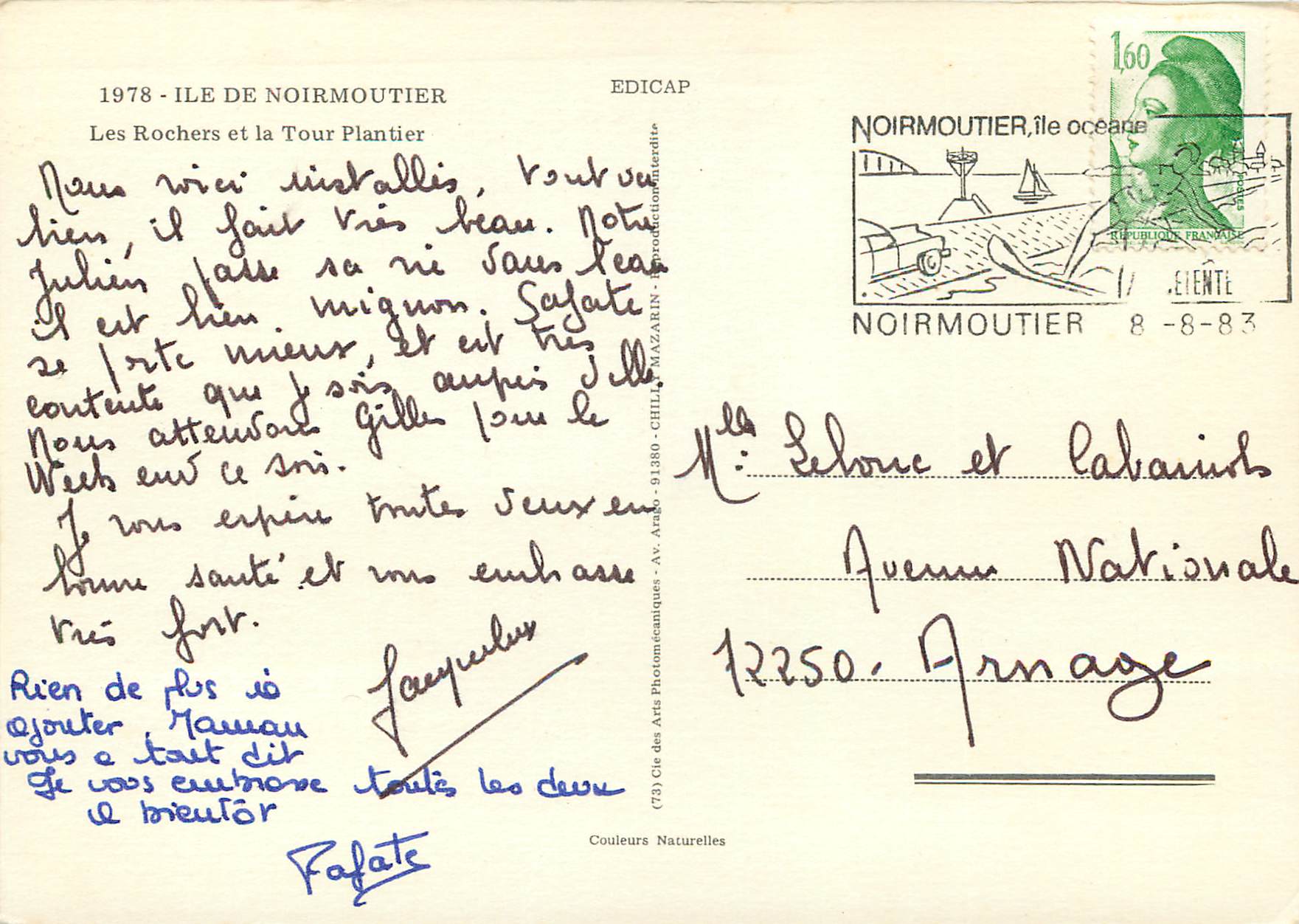 Ile de Noirmoutier — Les Rochers et la Tour Plantier — Édicap — Back