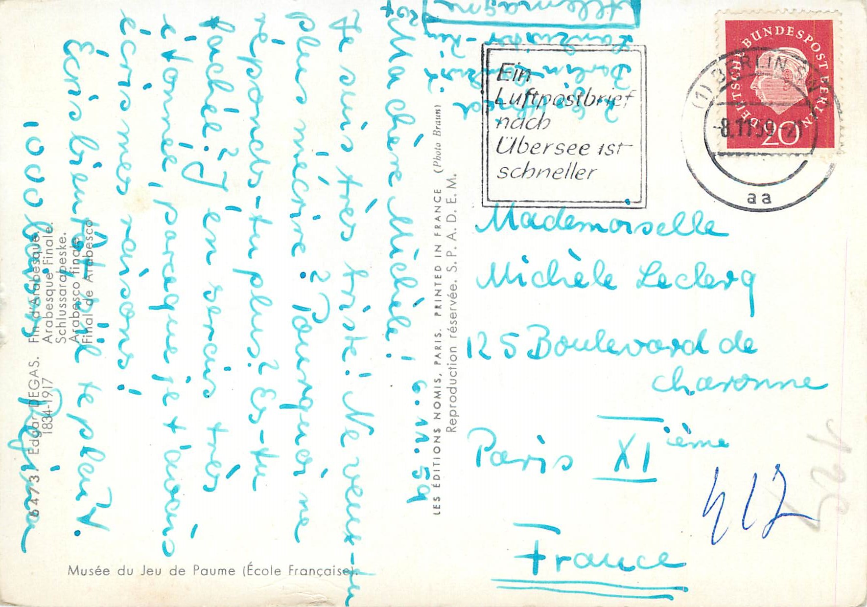 CPM Musee du Jeu de Paume (Ecole Francaise) — Rückseite