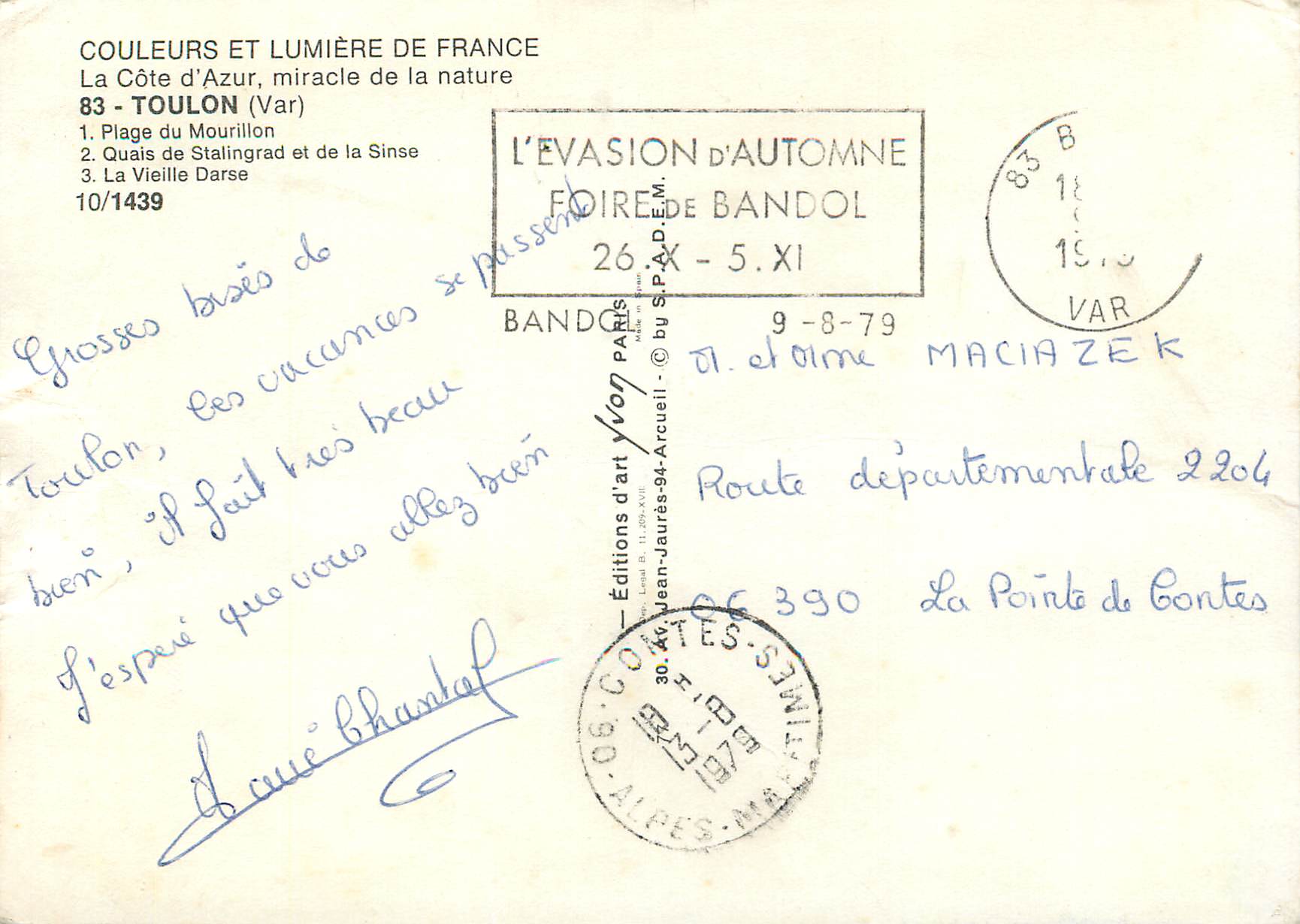 Toulon — Port et plages — Éditions d'art Jean-Jaurès-94, n°10/1439 — Rückseite