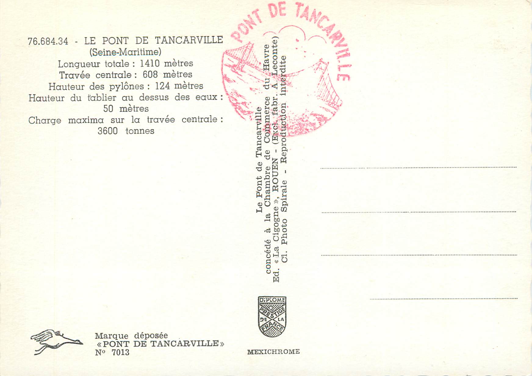 CPM Le Pont de Tancarville (Seine Maritime) — Rückseite