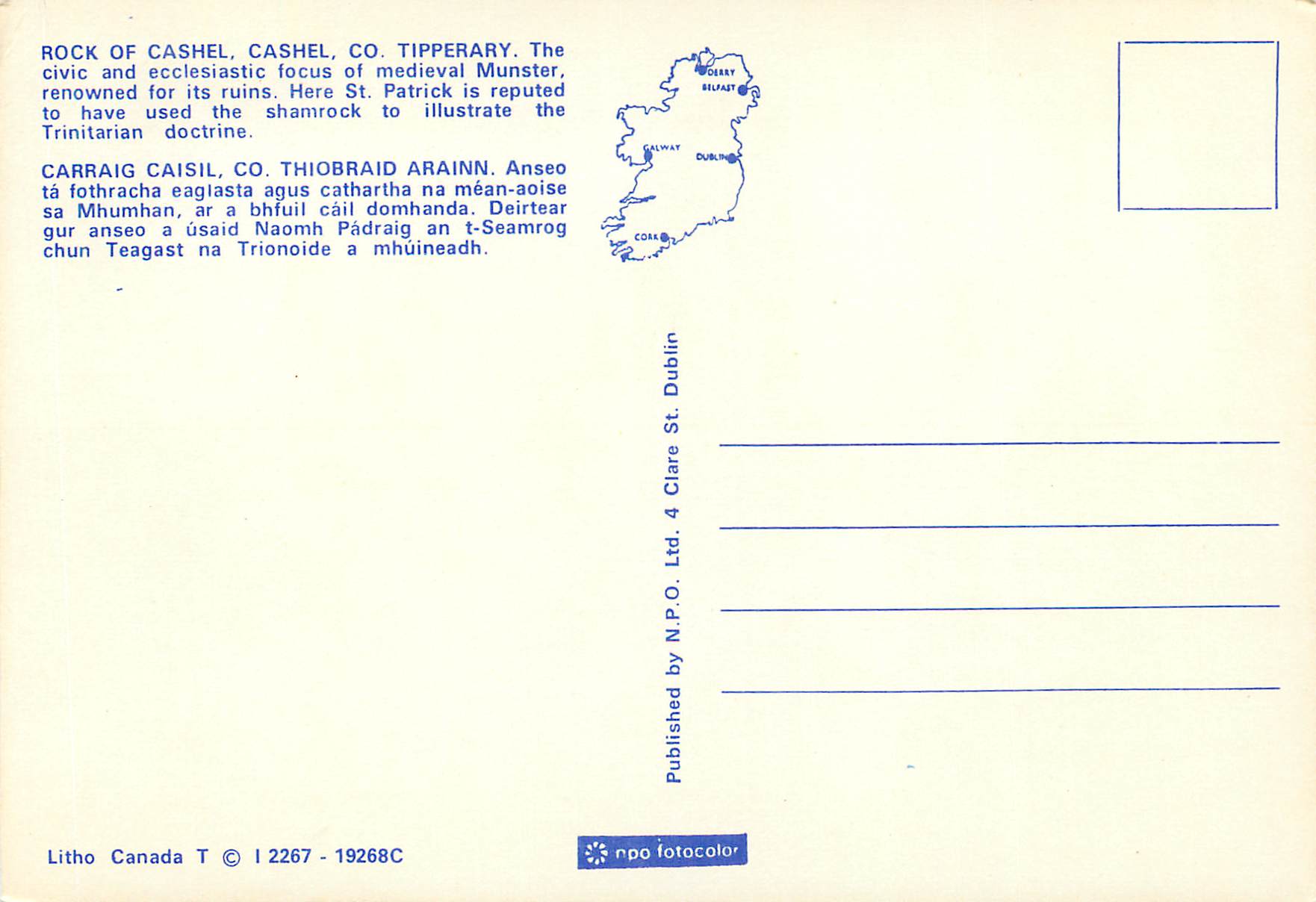 CPM Rock of Cashel Cashel Co Tipperary Carraig Caisil Co Thiobraid Arainn — Rückseite