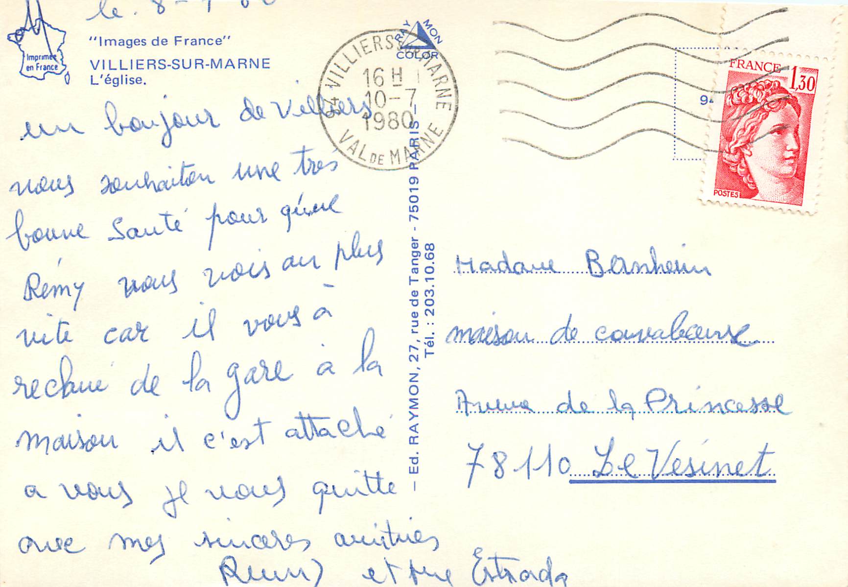 Villiers-sur-Marne — église — Ed. Impramek en France — Rückseite