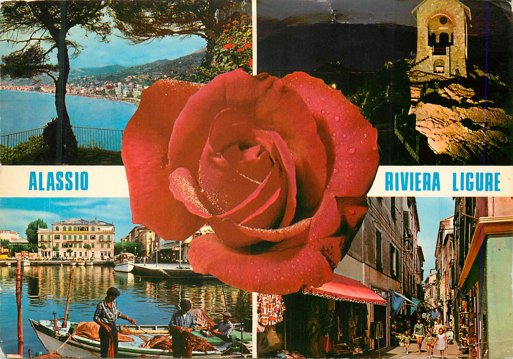 CPM Alassio Riviera Ligure Panorama da Levante Notturno de la Cappelletta Pescatori