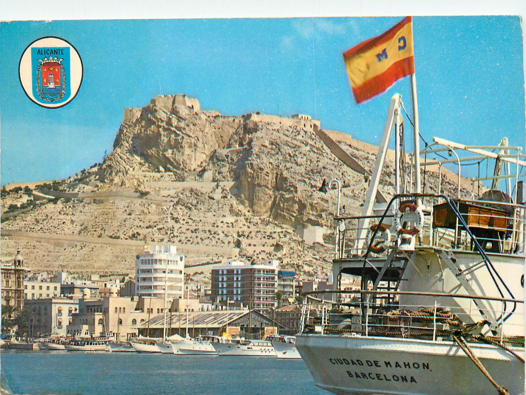 CPM Alicante Pierto Y Castillo Bateau