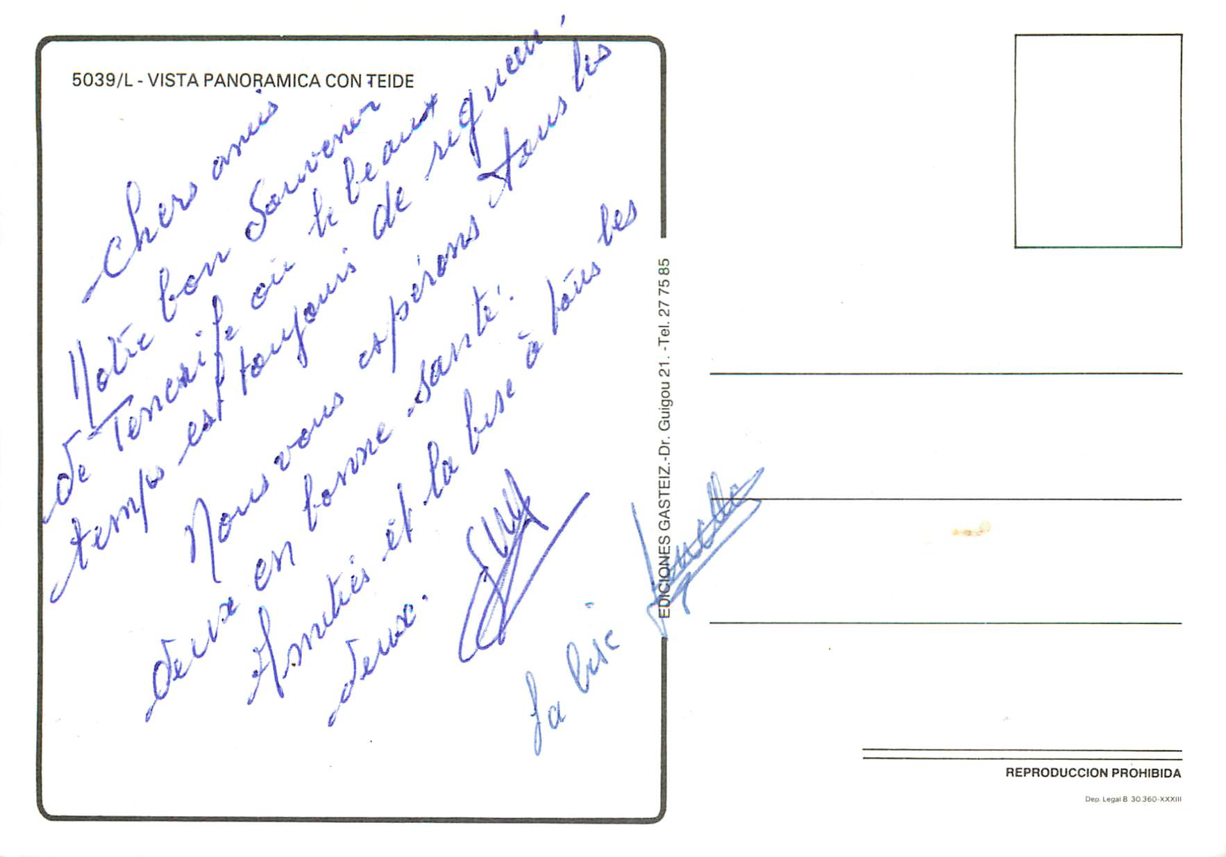 CPM Isla de Tenerife Vista Panoramica Con Teide — Back