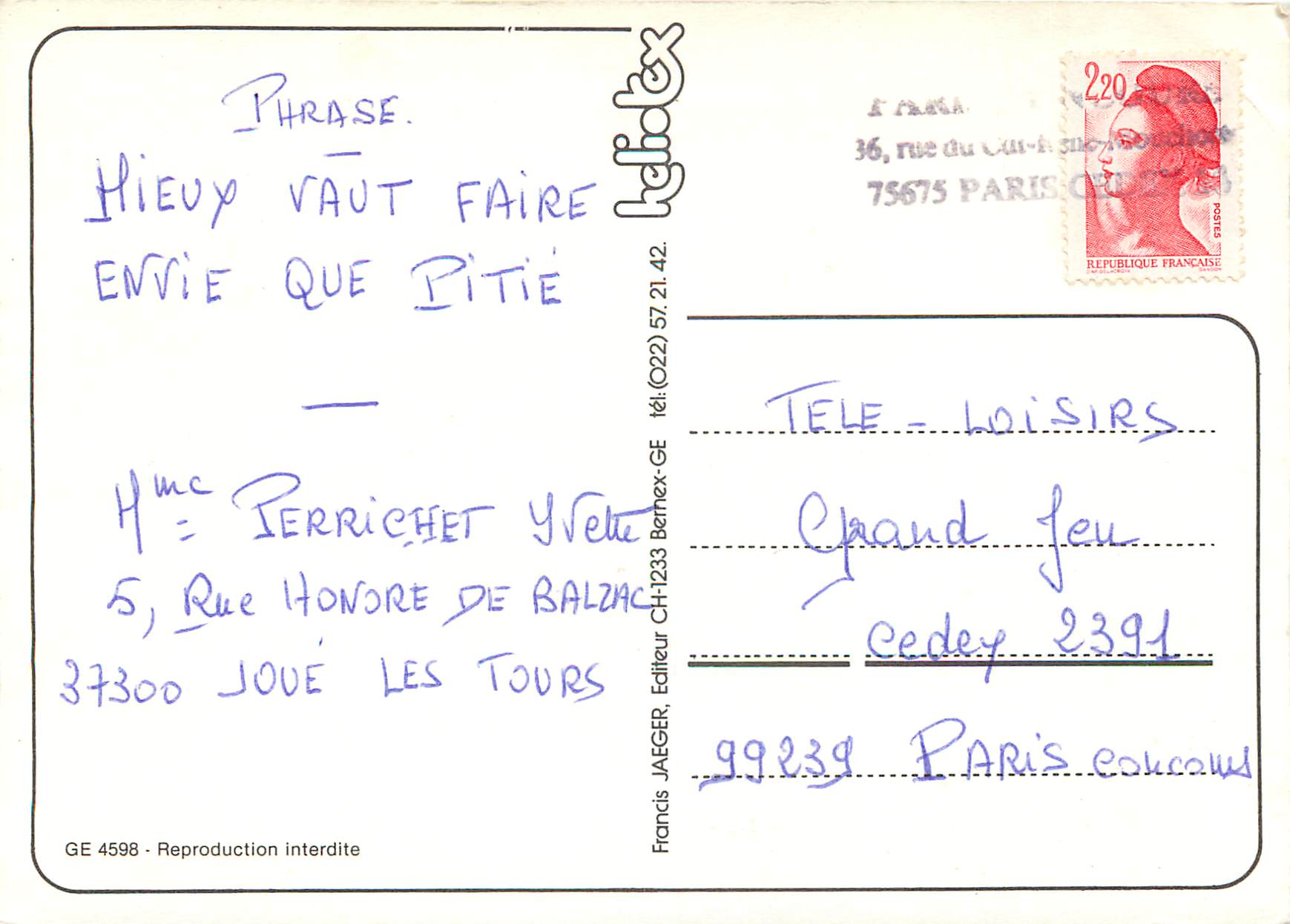 CPM Suisse Geneve — Verso
