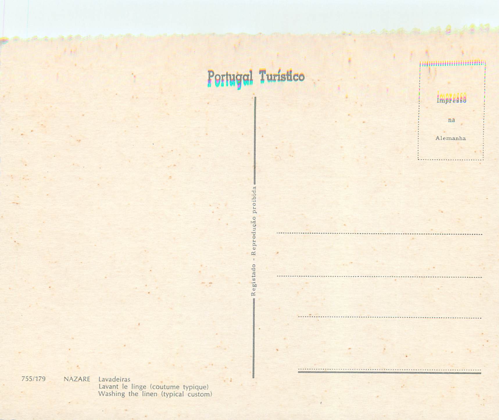 CPM Portugal Turistico Nazare Lavant Le Linge (Coutume Typique) Folklore Ane Donkey — Rückseite