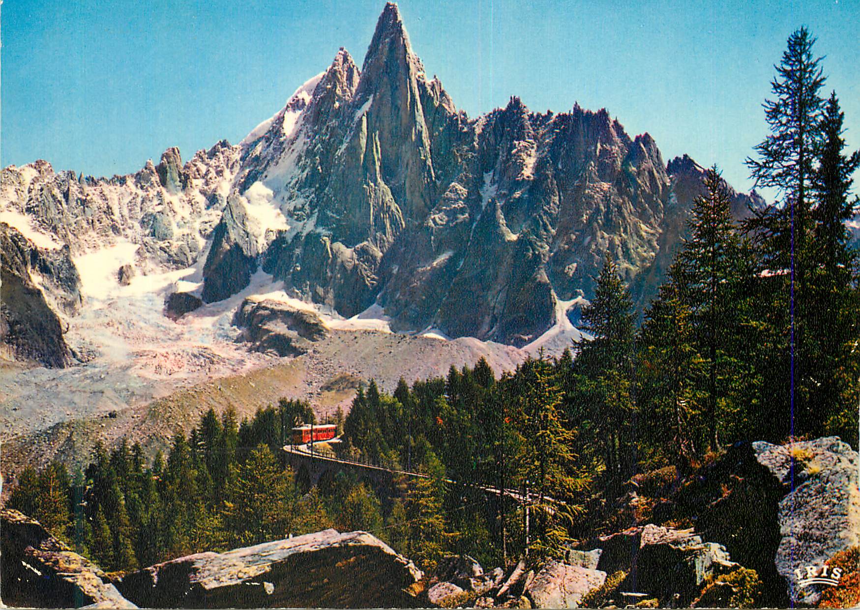 CPM Chamonix Mont Blanc Le Chemin de Fer du Montenvers et L'Aiguillle du Dru (3754 m)