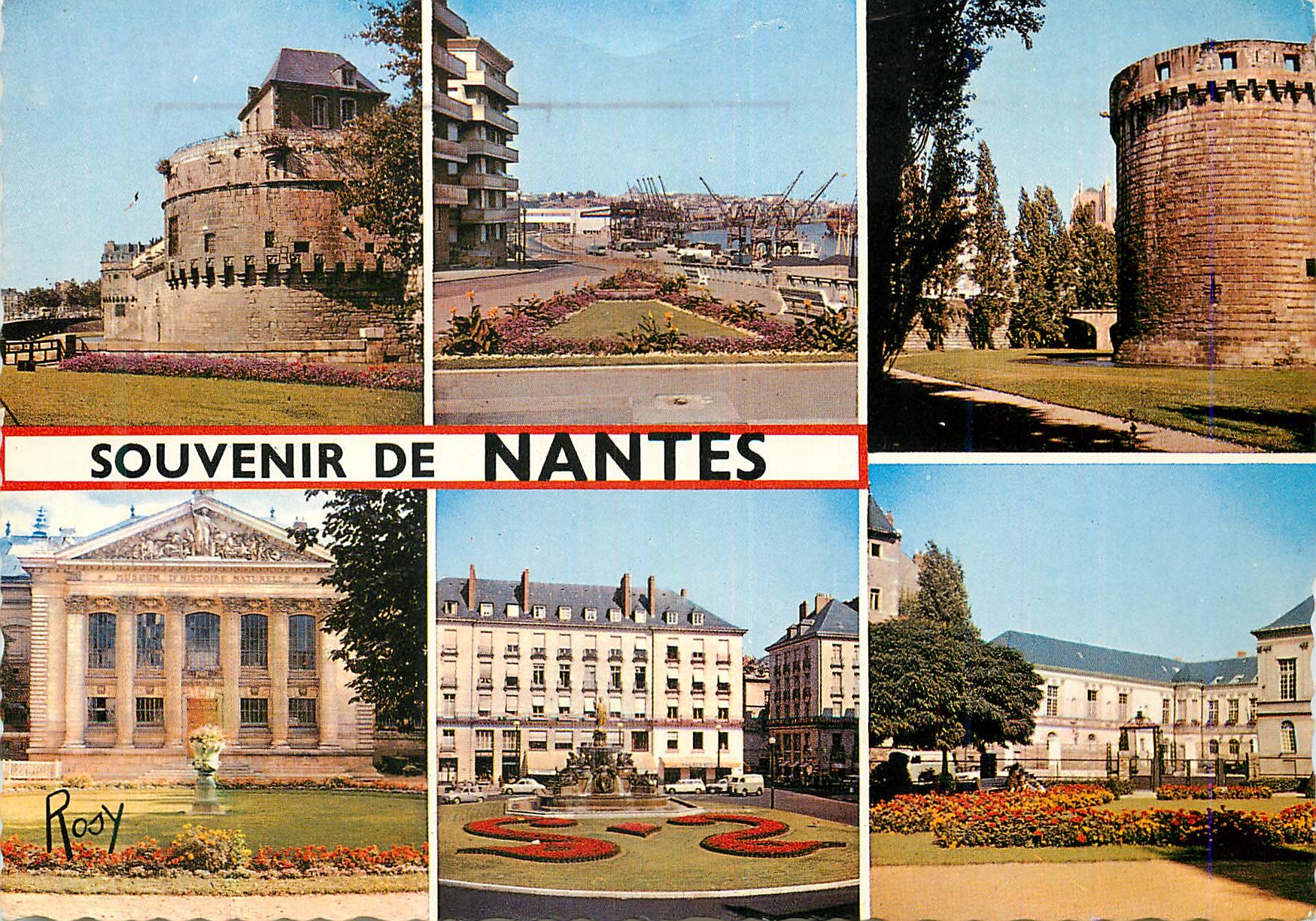 CPM Souvenir de Nantes Le Chateau Le Port Le Museum La Place Royale L'Hotel de Ville