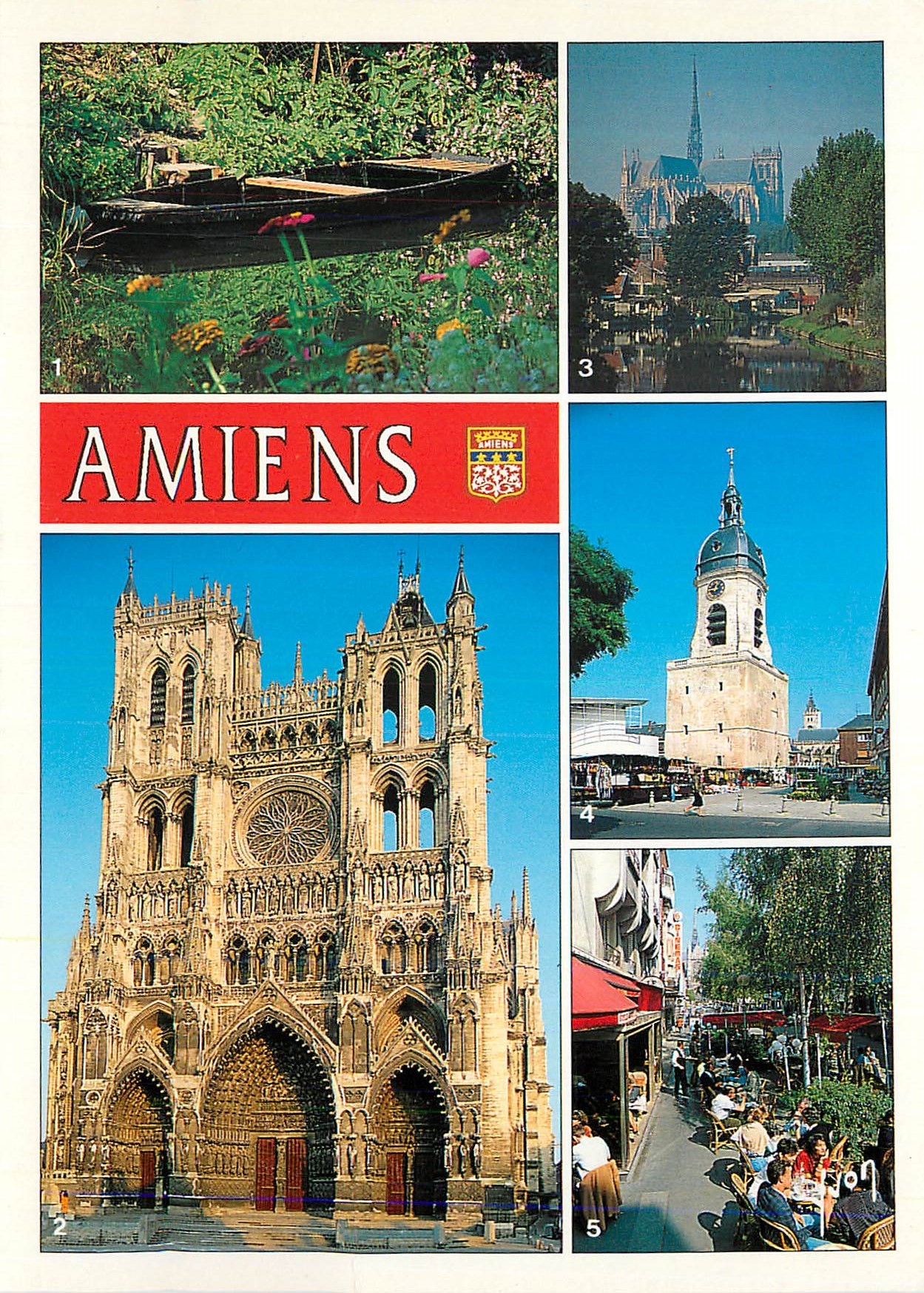 Amiens — vue de la cathédrale, hortillonnages et beffroi — Éditions S.P.A.D.E.M.